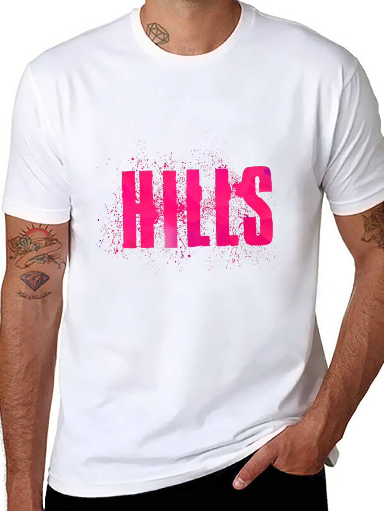 Hills Graphic Tee - Black Cotton Casual T-Shirt