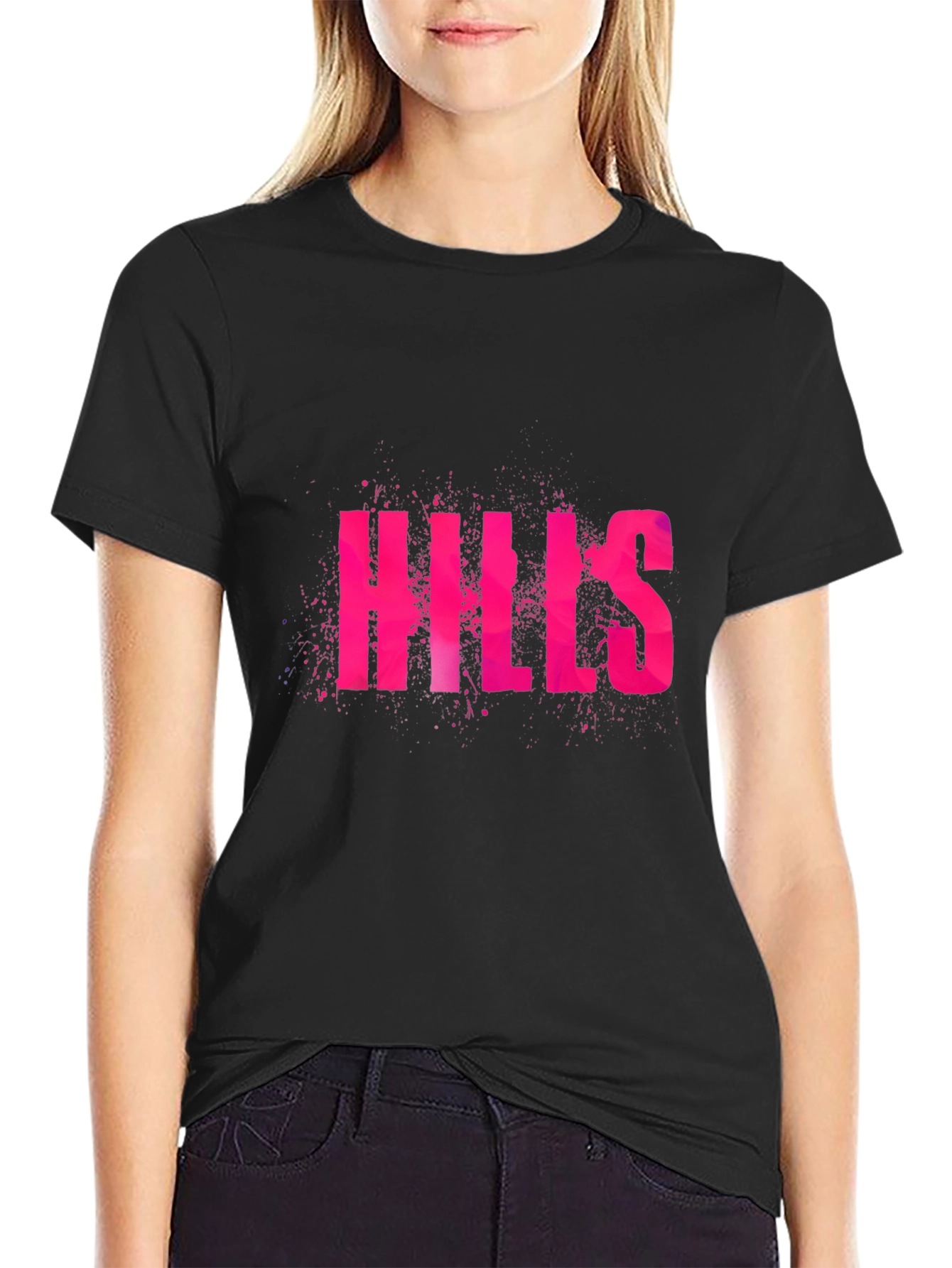 Hills Graphic Tee - Black Cotton Casual T-Shirt