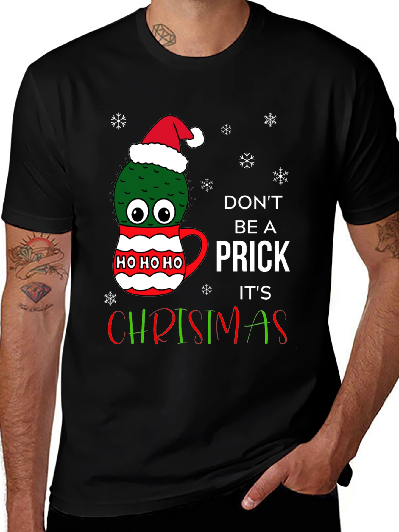 Funny Cactus Christmas T-Shirt - Dont Be A Prick