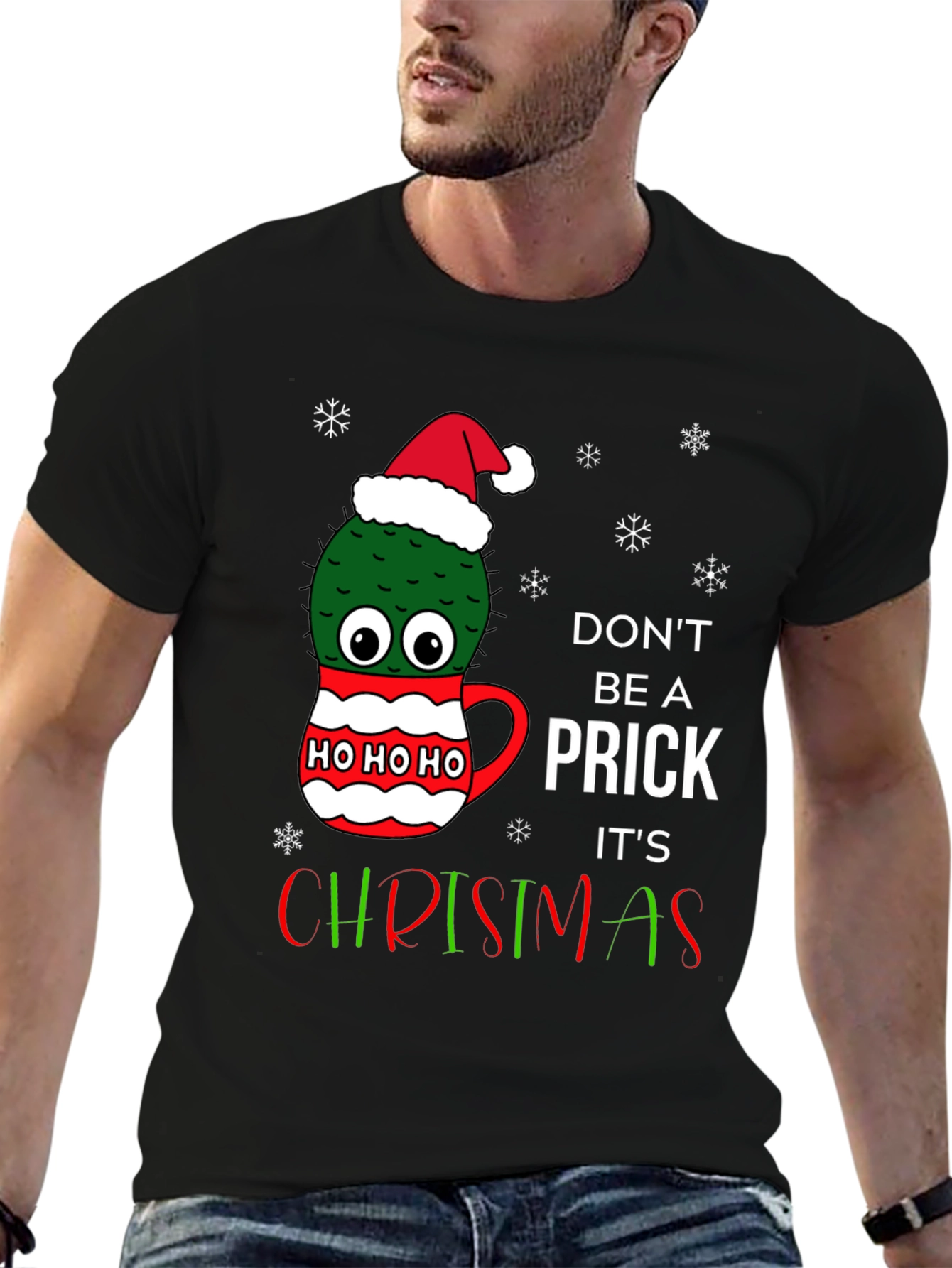 Funny Cactus Christmas T-Shirt - Dont Be A Prick