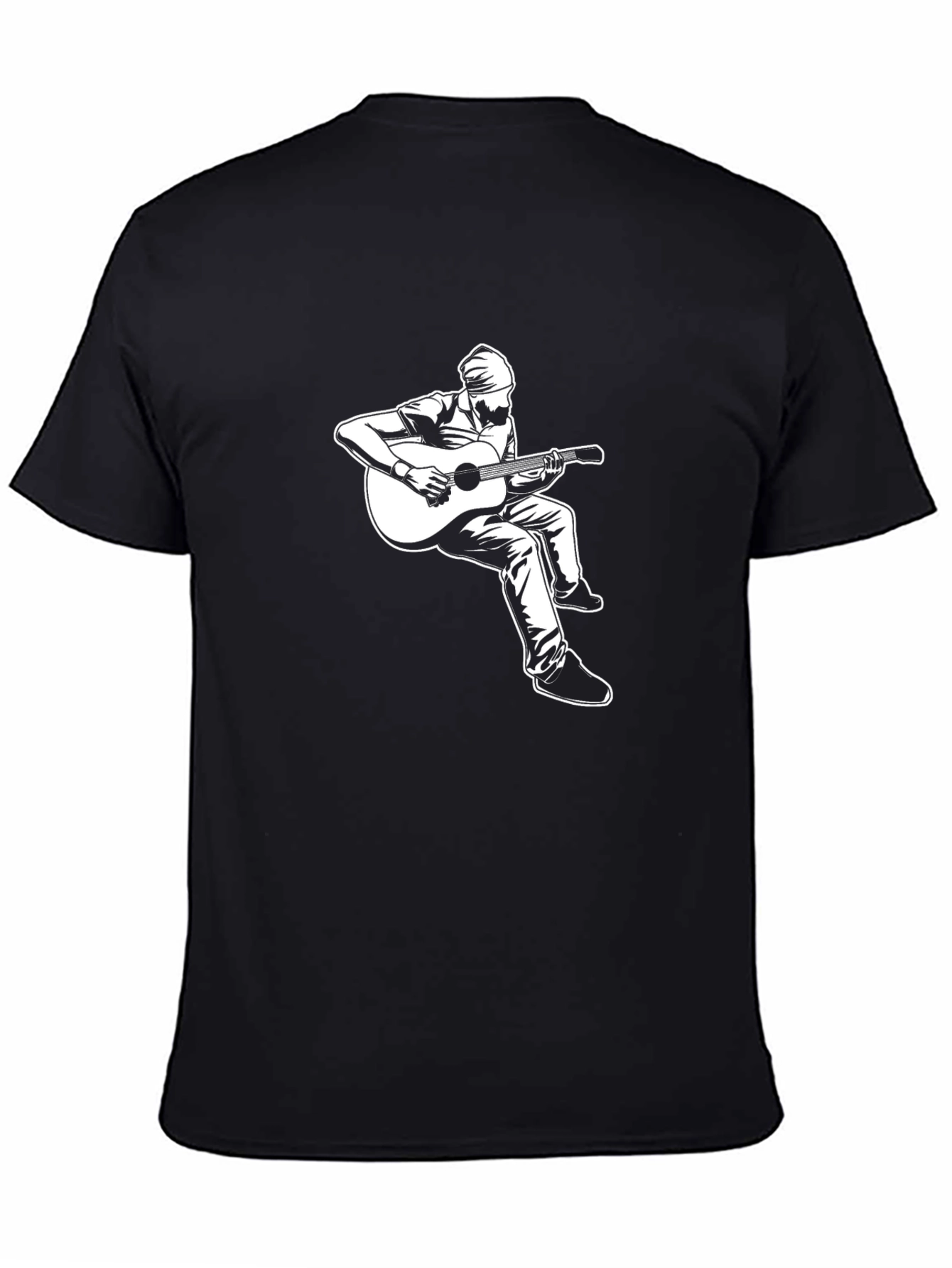 Guitar Player Graphic Tee - Black Cotton Shirt