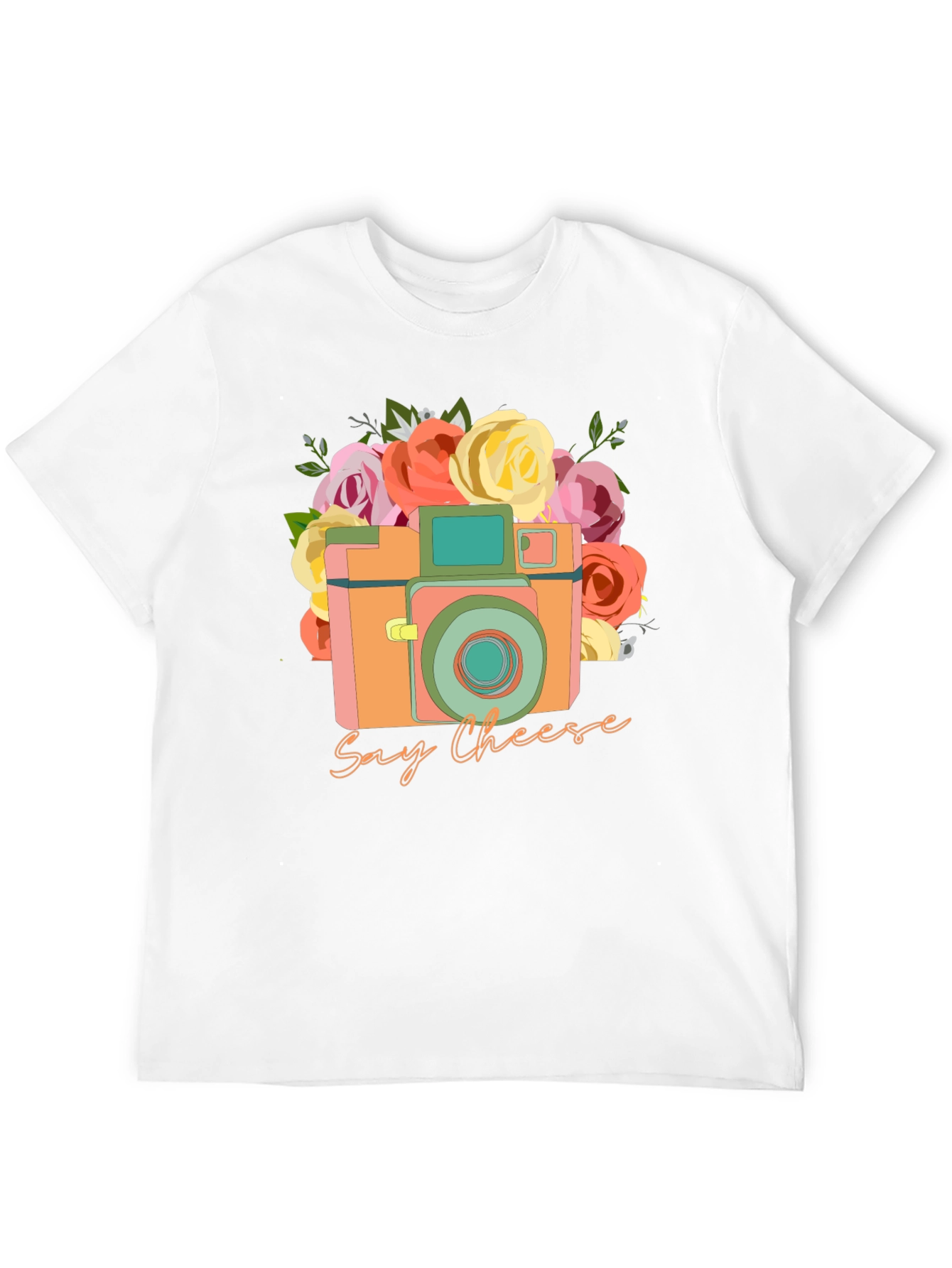 Say Cheese Camera Graphic Tee - Retro Style