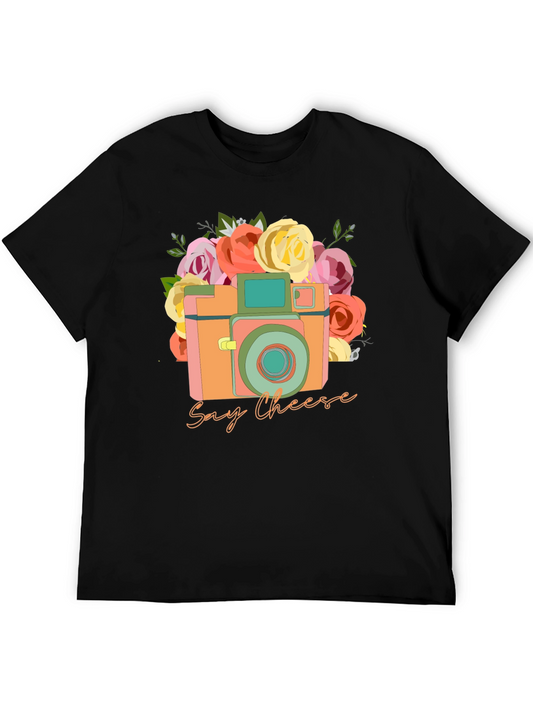 Say Cheese Camera Graphic Tee - Retro Style