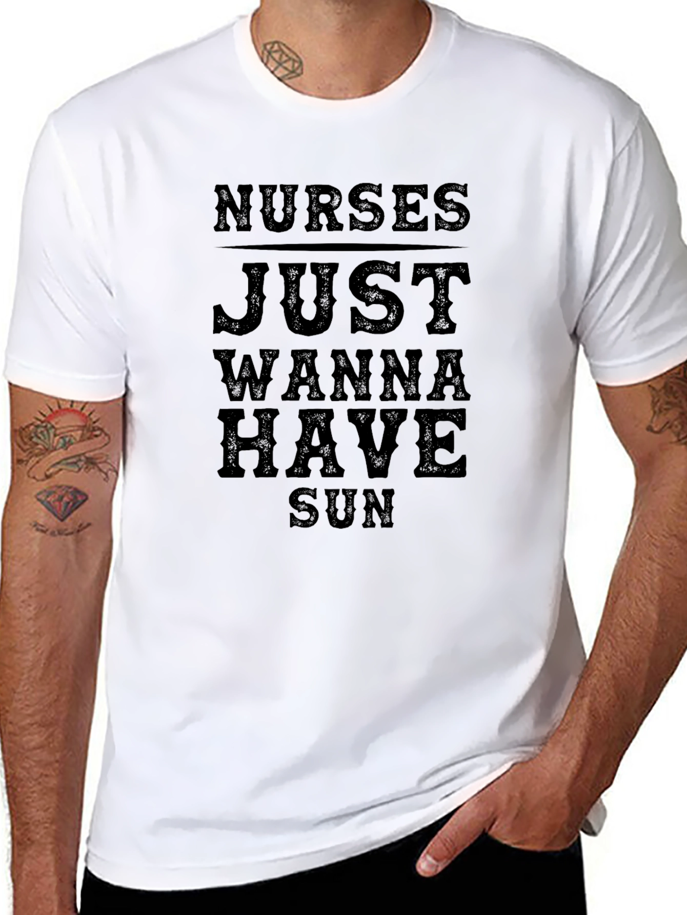 Nurses Just Wanna Have Sun Black T-Shirt