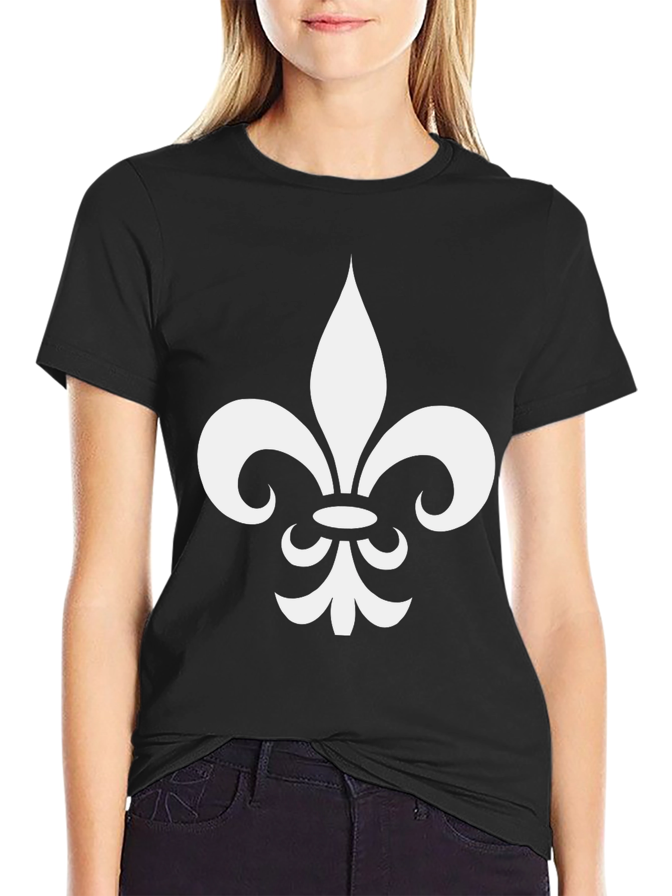 Fleur-de-Lis Graphic Tee - Casual Black T-Shirt