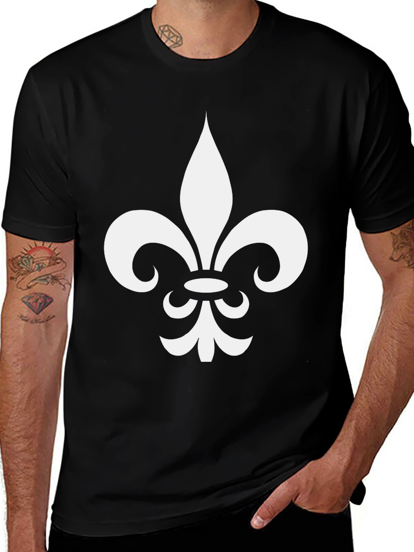 Fleur-de-Lis Graphic Tee - Casual Black T-Shirt
