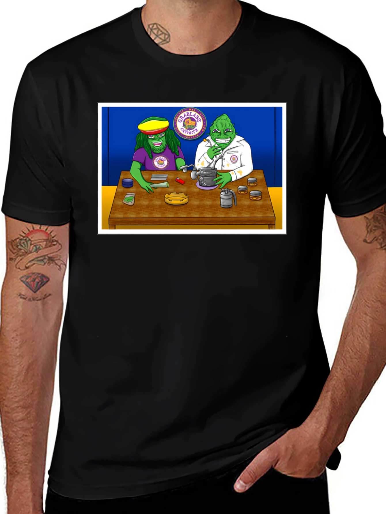 Groovy Green Guys Black T-Shirt