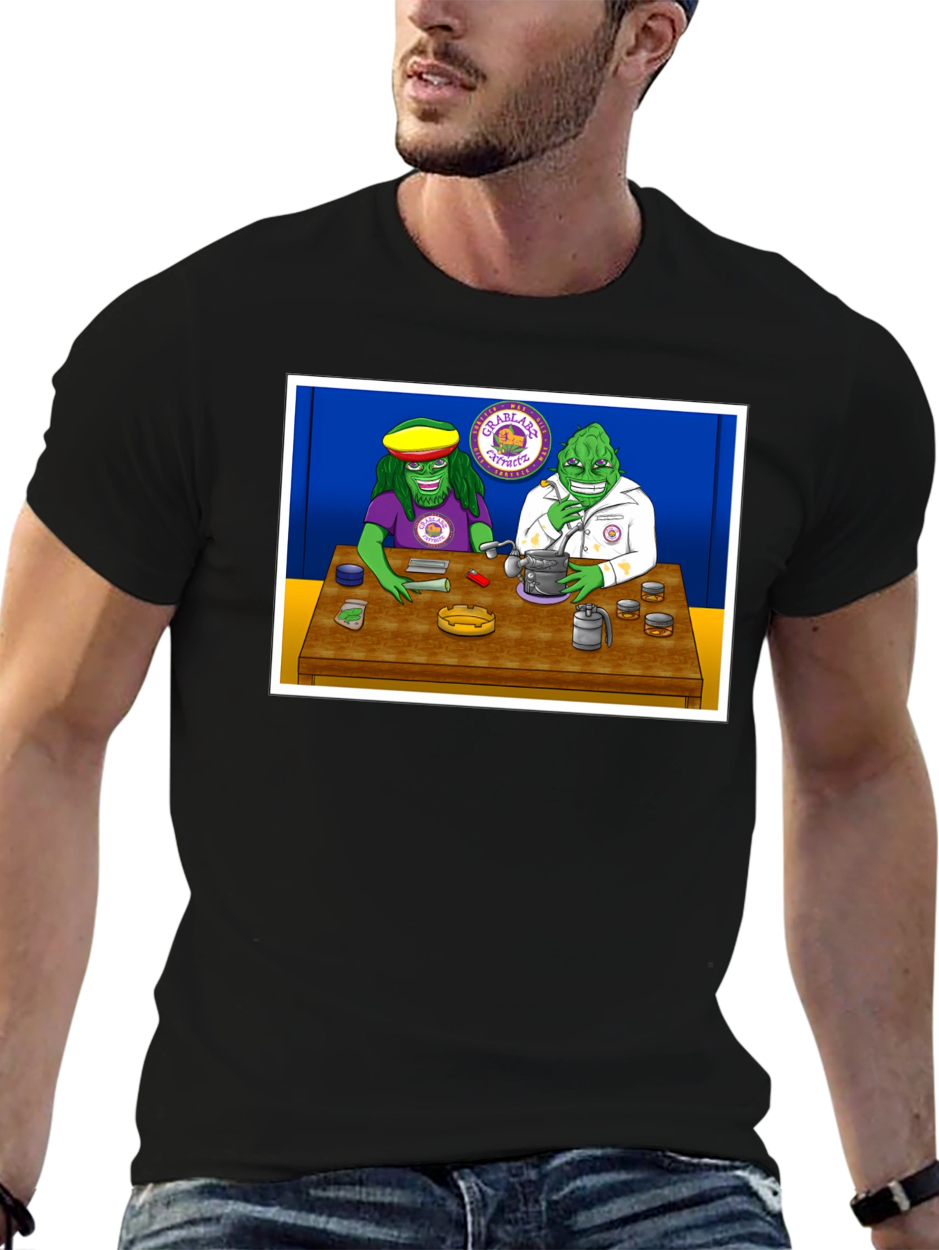 Groovy Green Guys Black T-Shirt