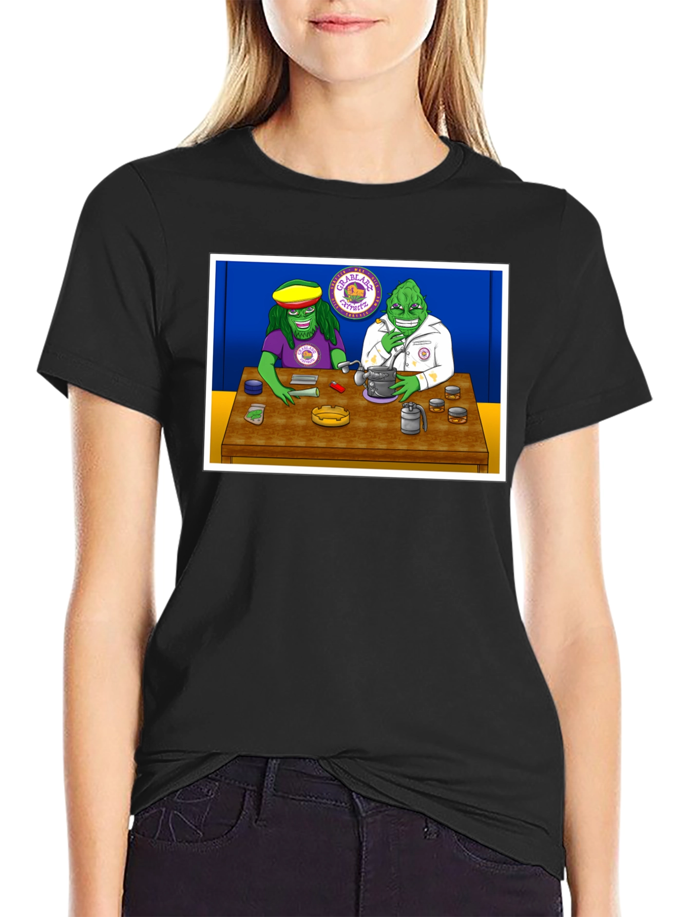 Groovy Green Guys Black T-Shirt