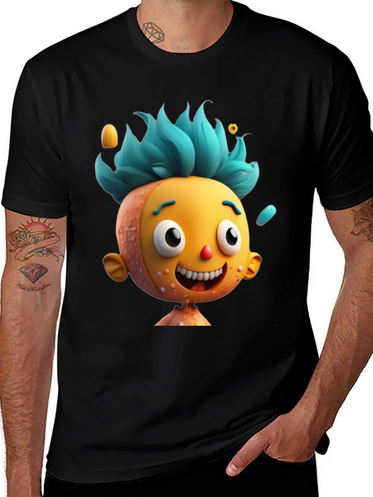 Cartoon Character Graphic Tee - Fun & Quirky Black T-Shirt