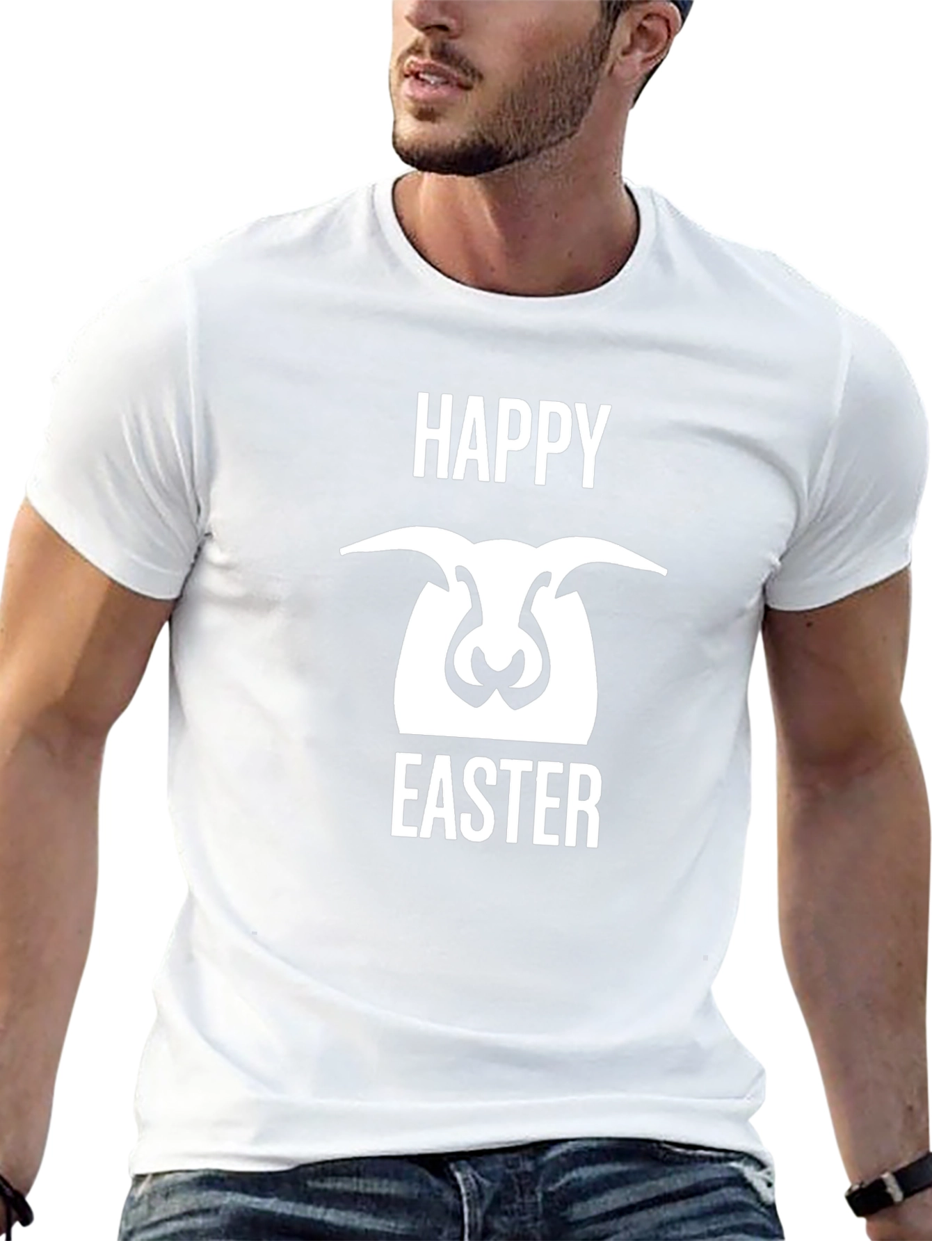 Happy Easter Sheep Graphic Black T-Shirt