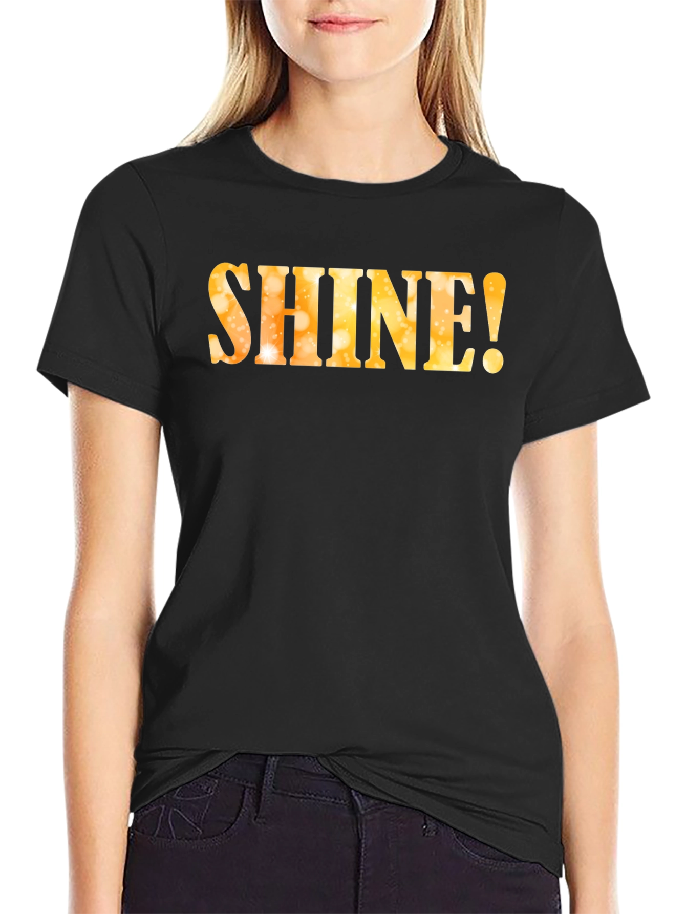 Shine! Graphic T-Shirt - Black Crew Neck Tee