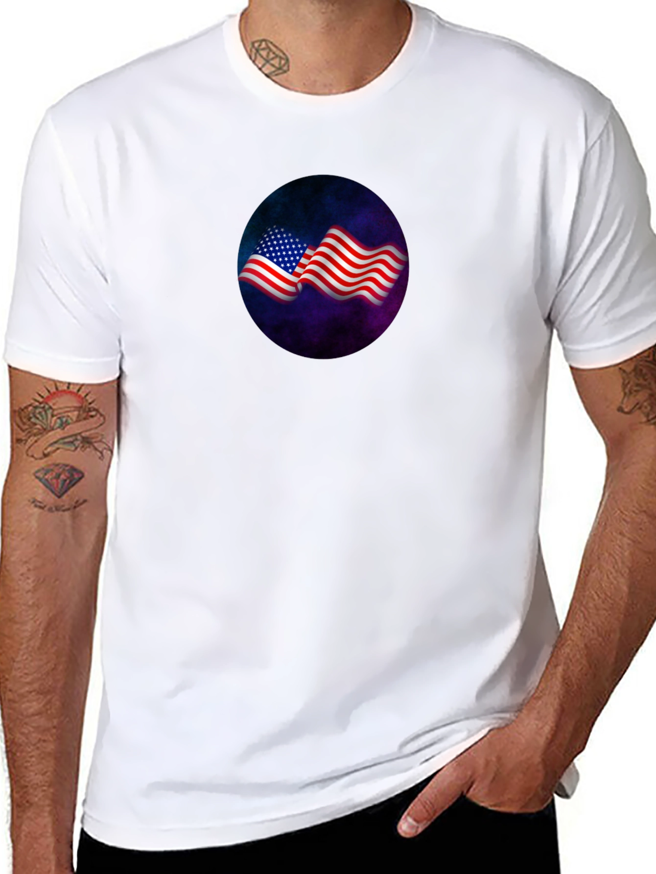 Patriotic Flag Graphic Tee - Black