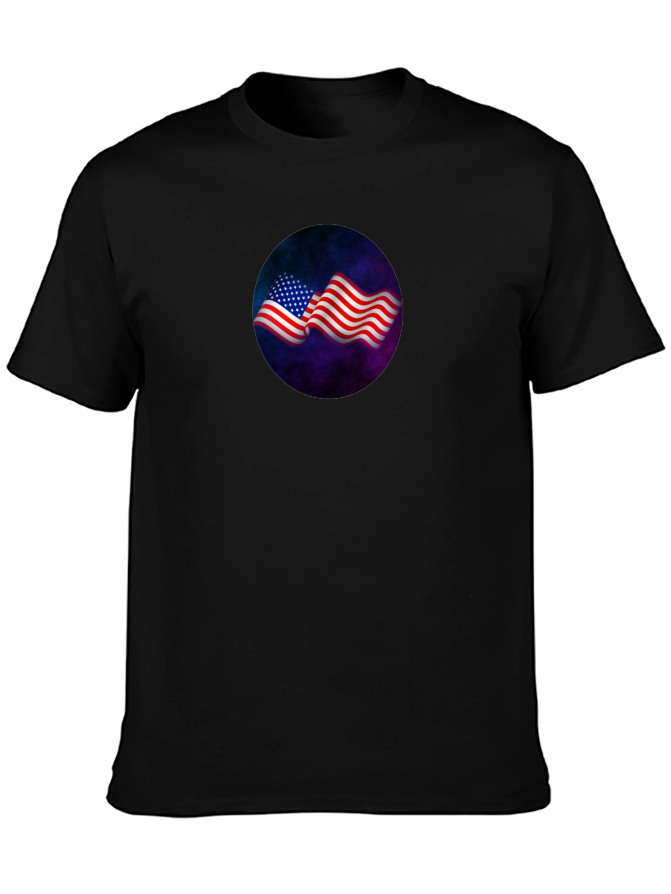 Patriotic Flag Graphic Tee - Black