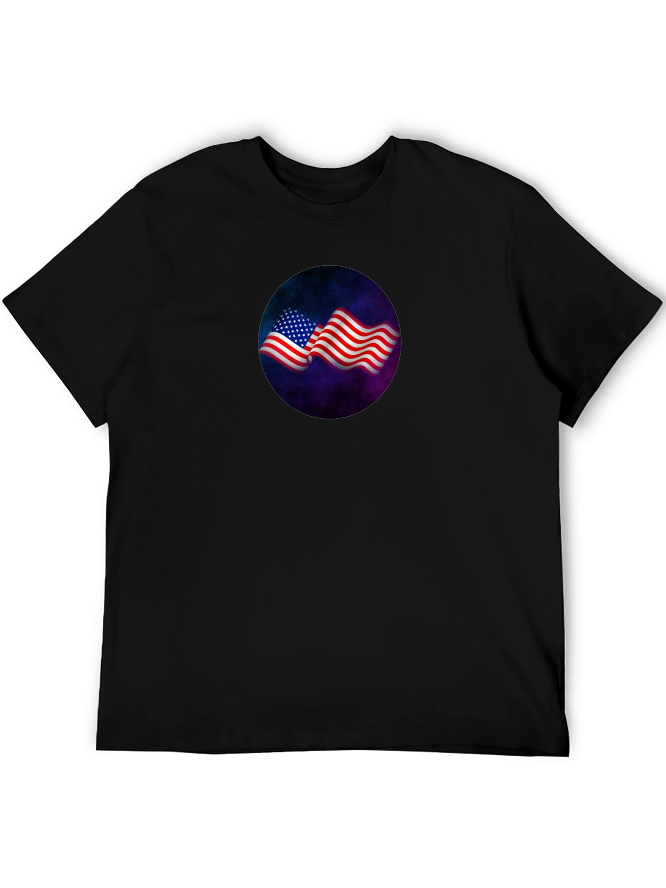Patriotic Flag Graphic Tee - Black