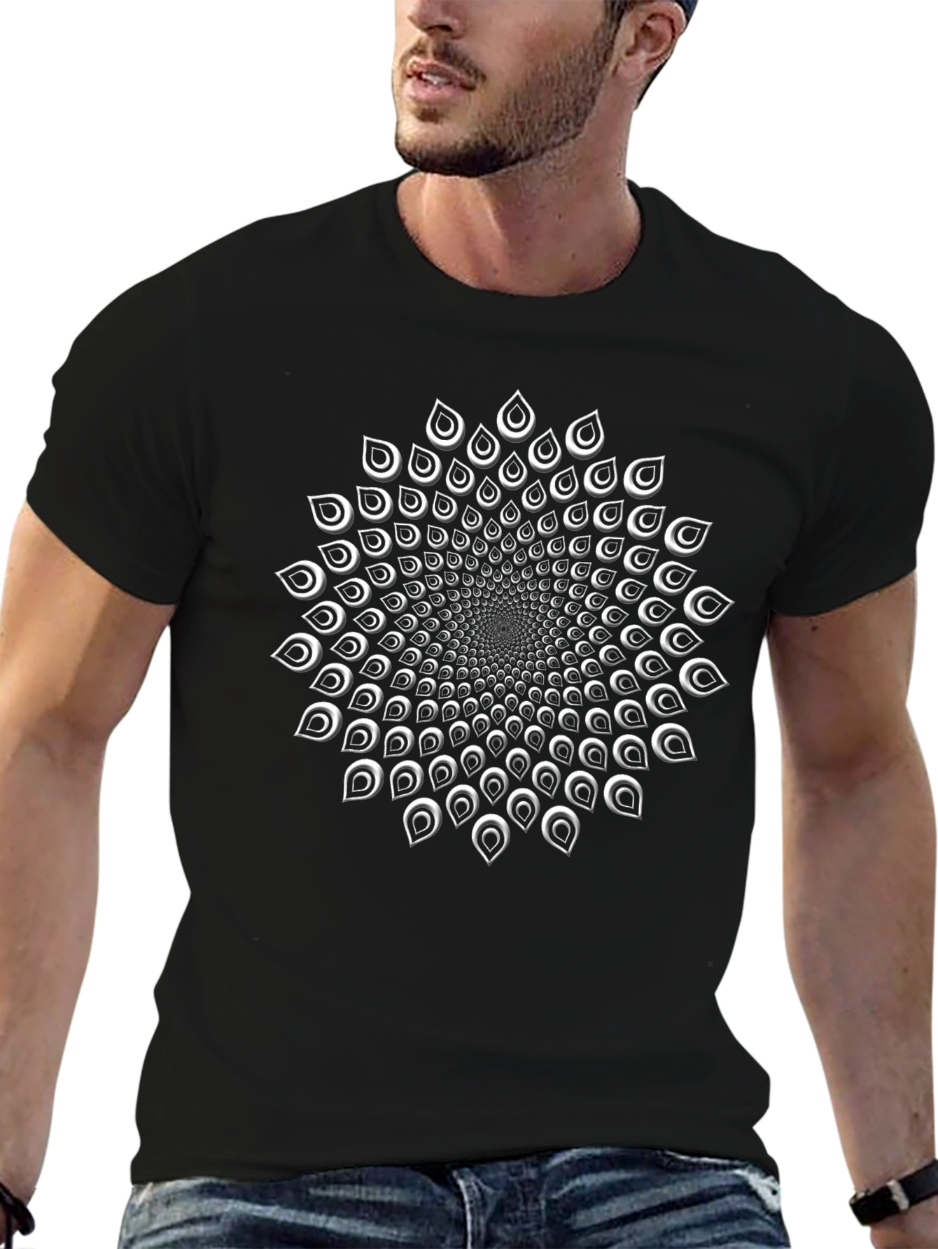 Optical Illusion Black Graphic Tee