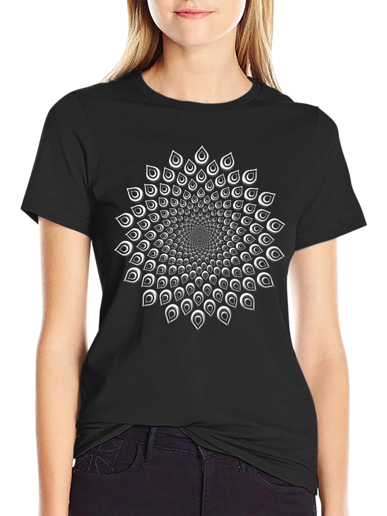 Optical Illusion Black Graphic Tee