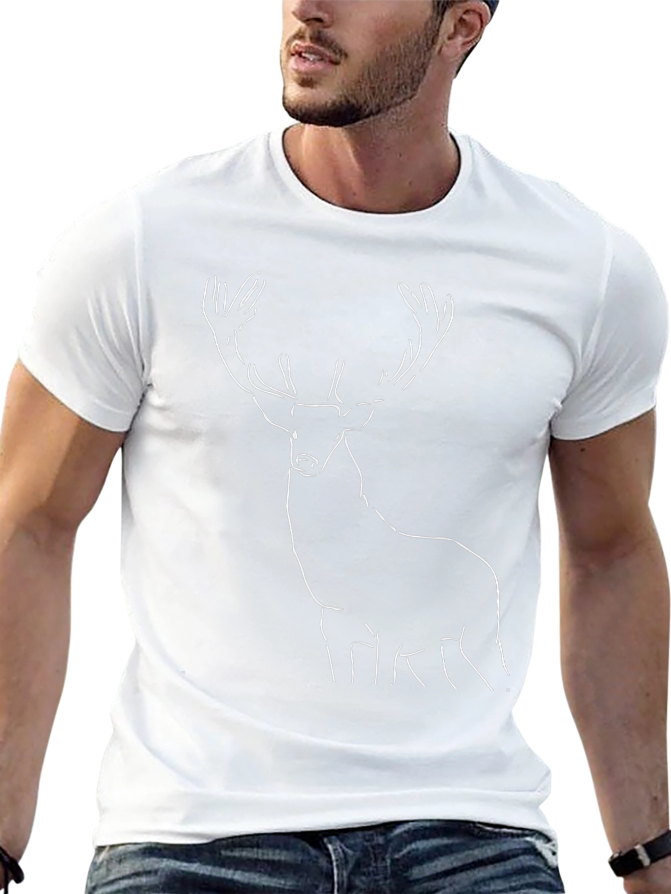 Minimalist Deer Graphic Black T-Shirt