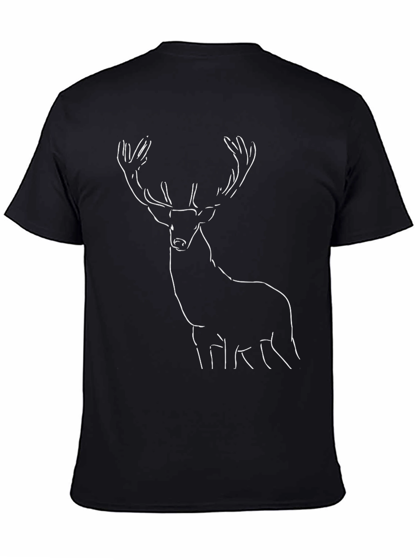 Minimalist Deer Graphic Black T-Shirt
