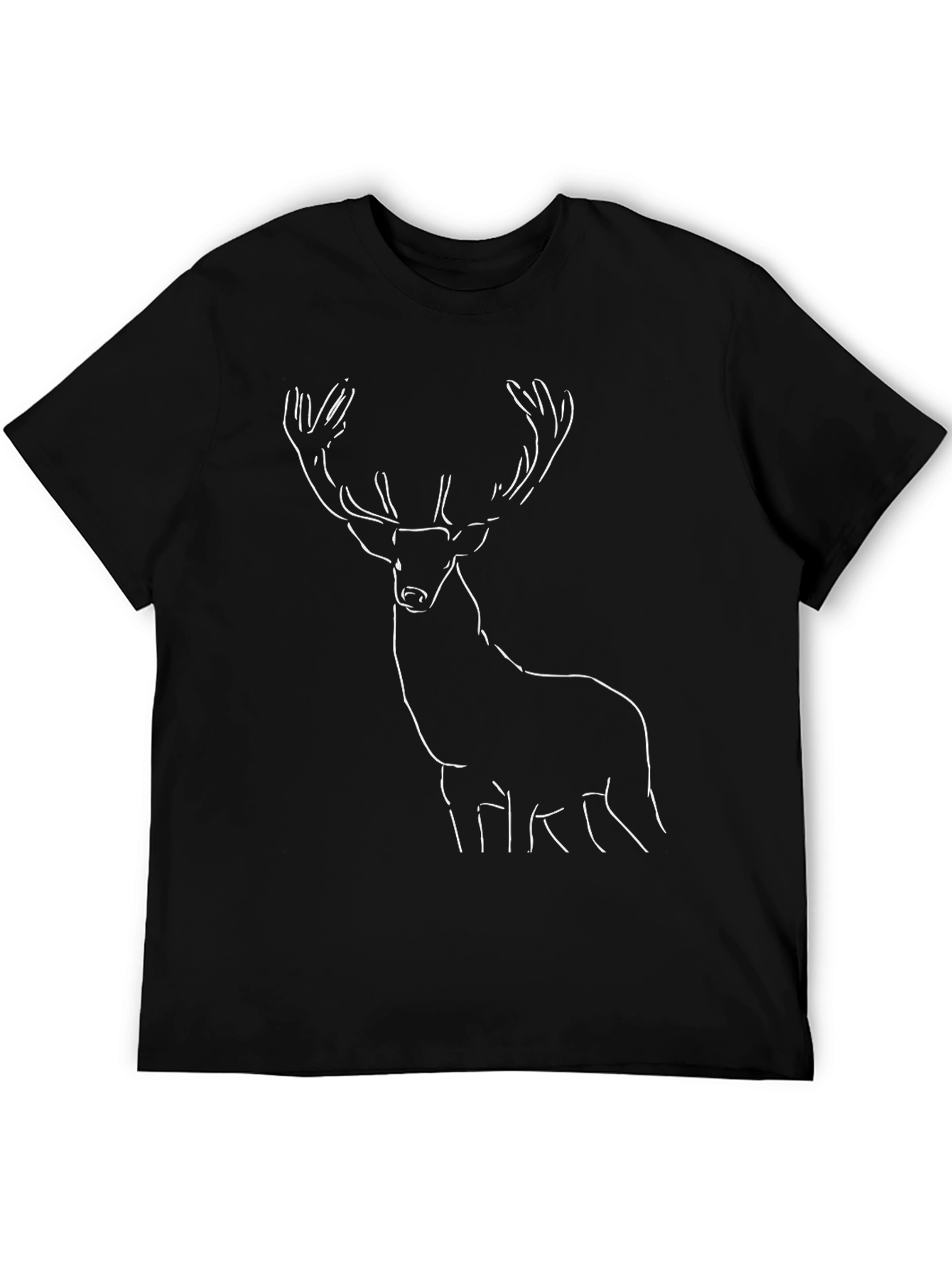 Minimalist Deer Graphic Black T-Shirt