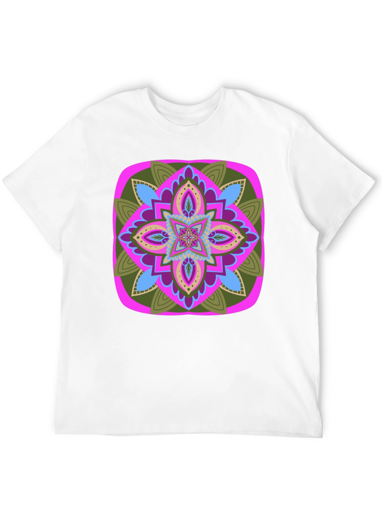 Geometric Mandala T-Shirt - Black Cotton Blend