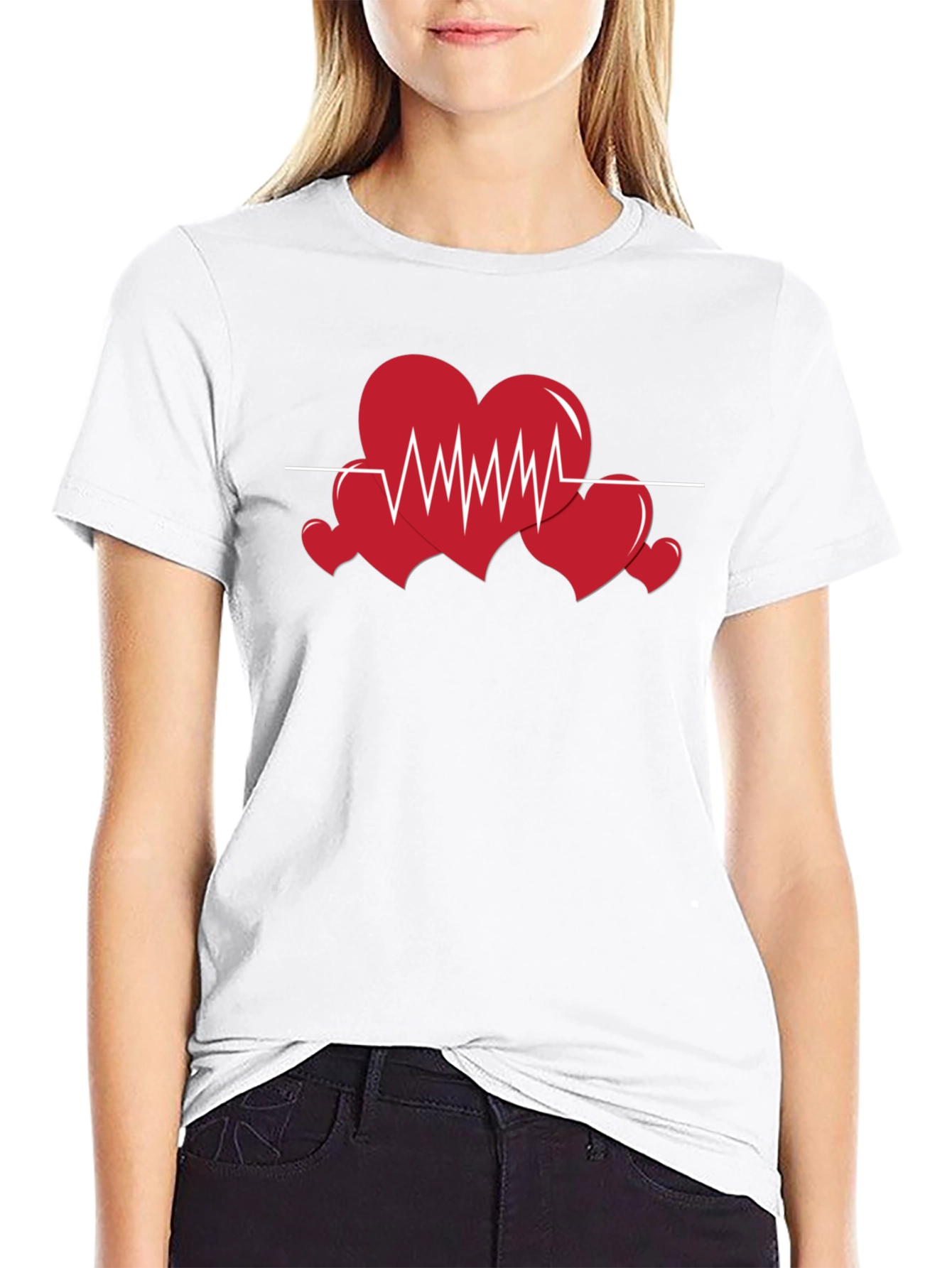 Heartbeat Love Graphic T-Shirt - Black Cotton Tee