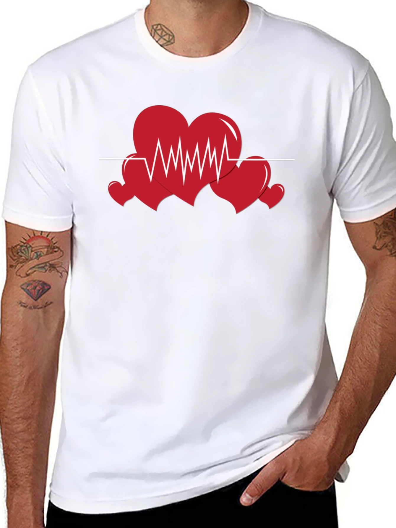 Heartbeat Love Graphic T-Shirt - Black Cotton Tee