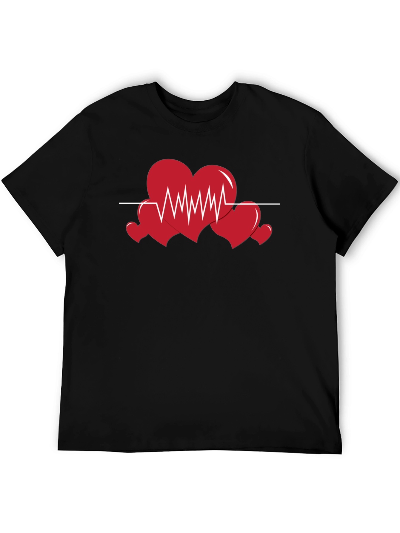 Heartbeat Love Graphic T-Shirt - Black Cotton Tee