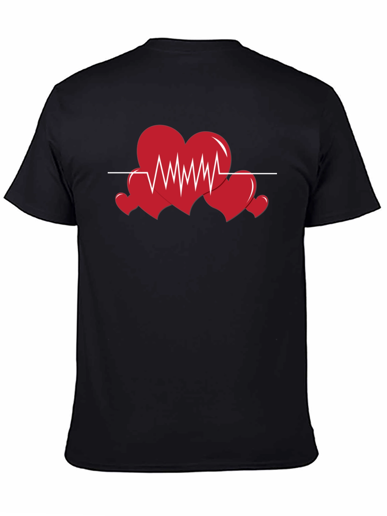 Heartbeat Love Graphic T-Shirt - Black Cotton Tee
