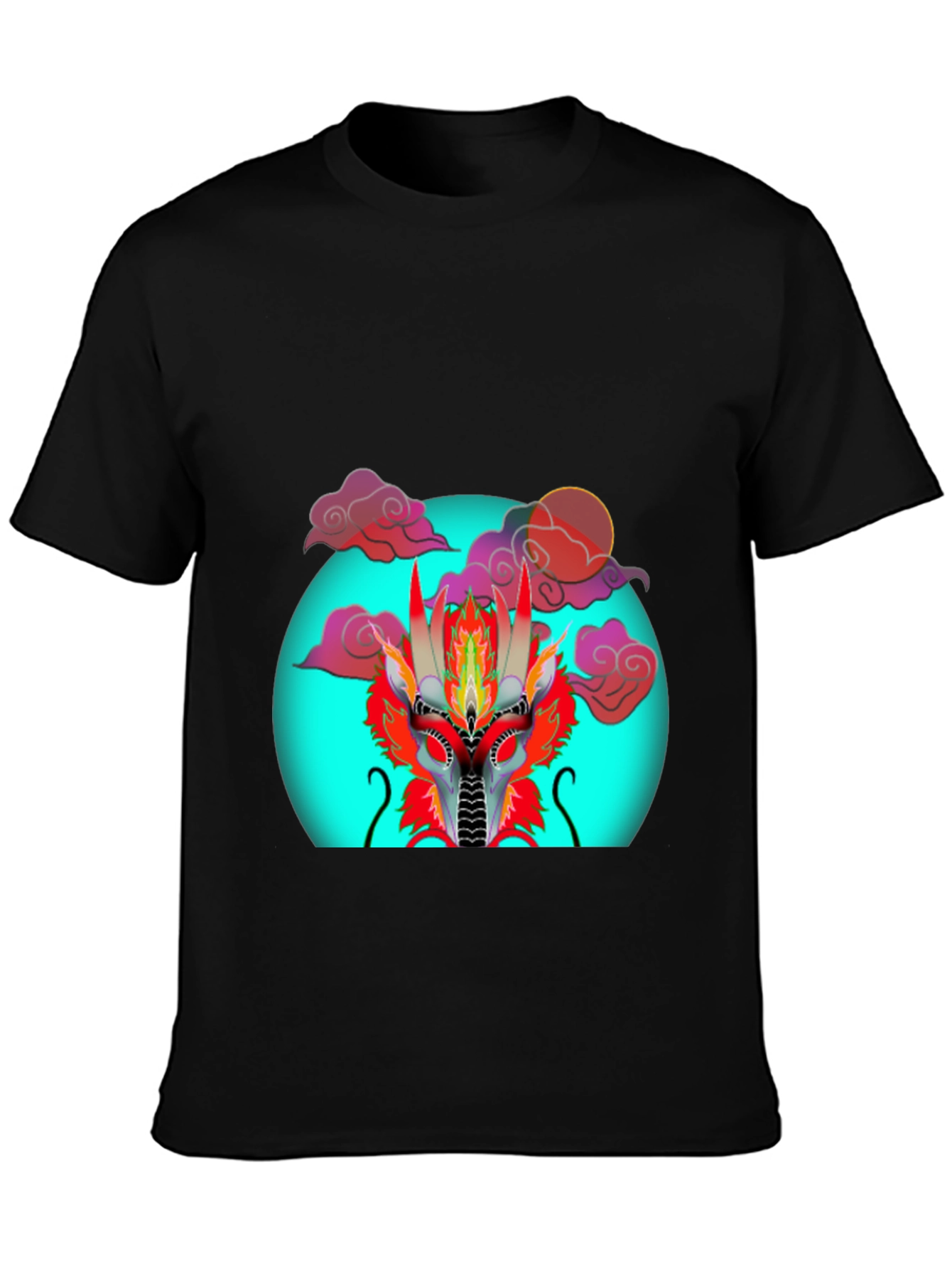 Dragon Head Graphic Print Black T-Shirt