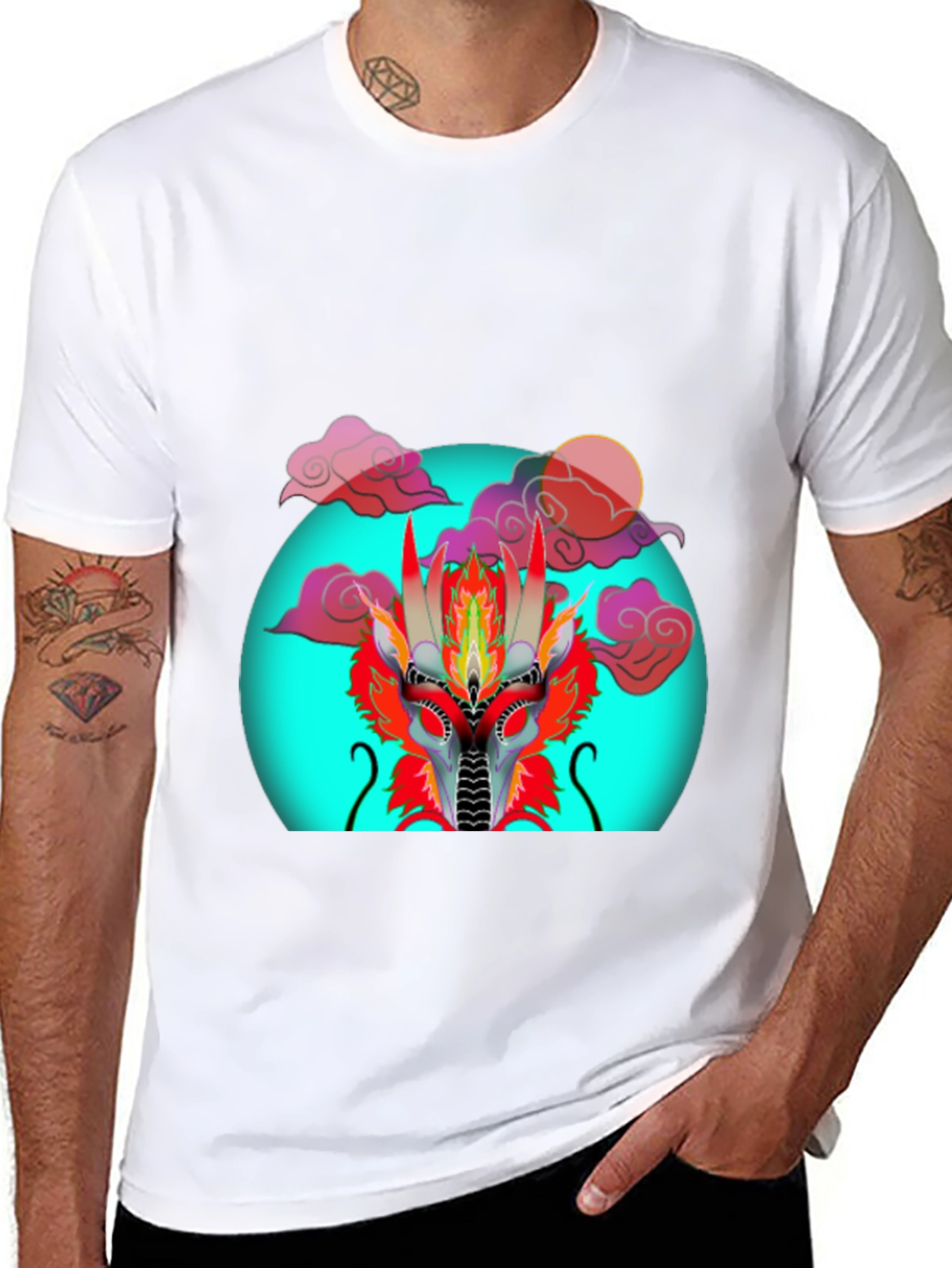 Dragon Head Graphic Print Black T-Shirt