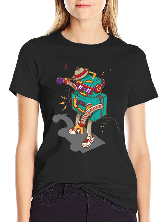 Robot DJ Graphic T-Shirt - Cool Design
