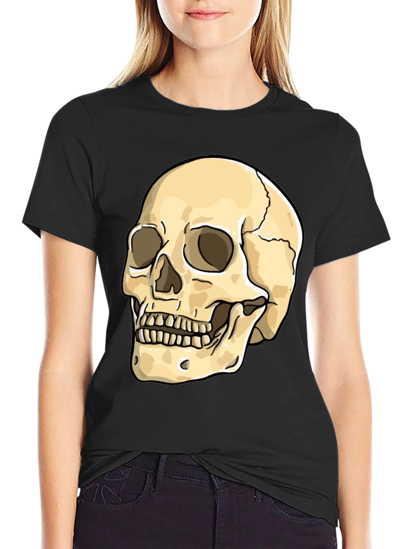 Skull Graphic Print Crew Neck T-Shirt