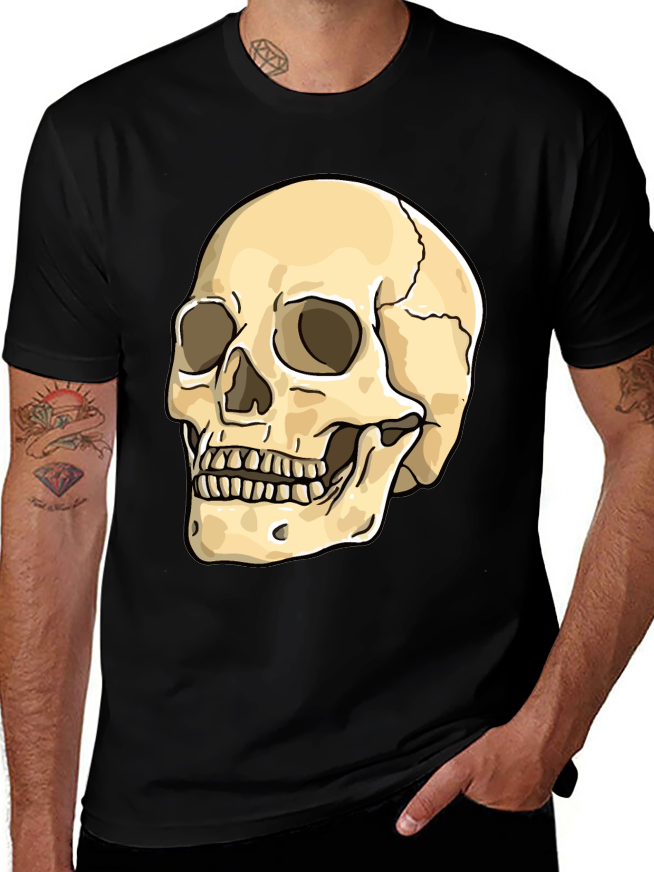 Skull Graphic Print Crew Neck T-Shirt