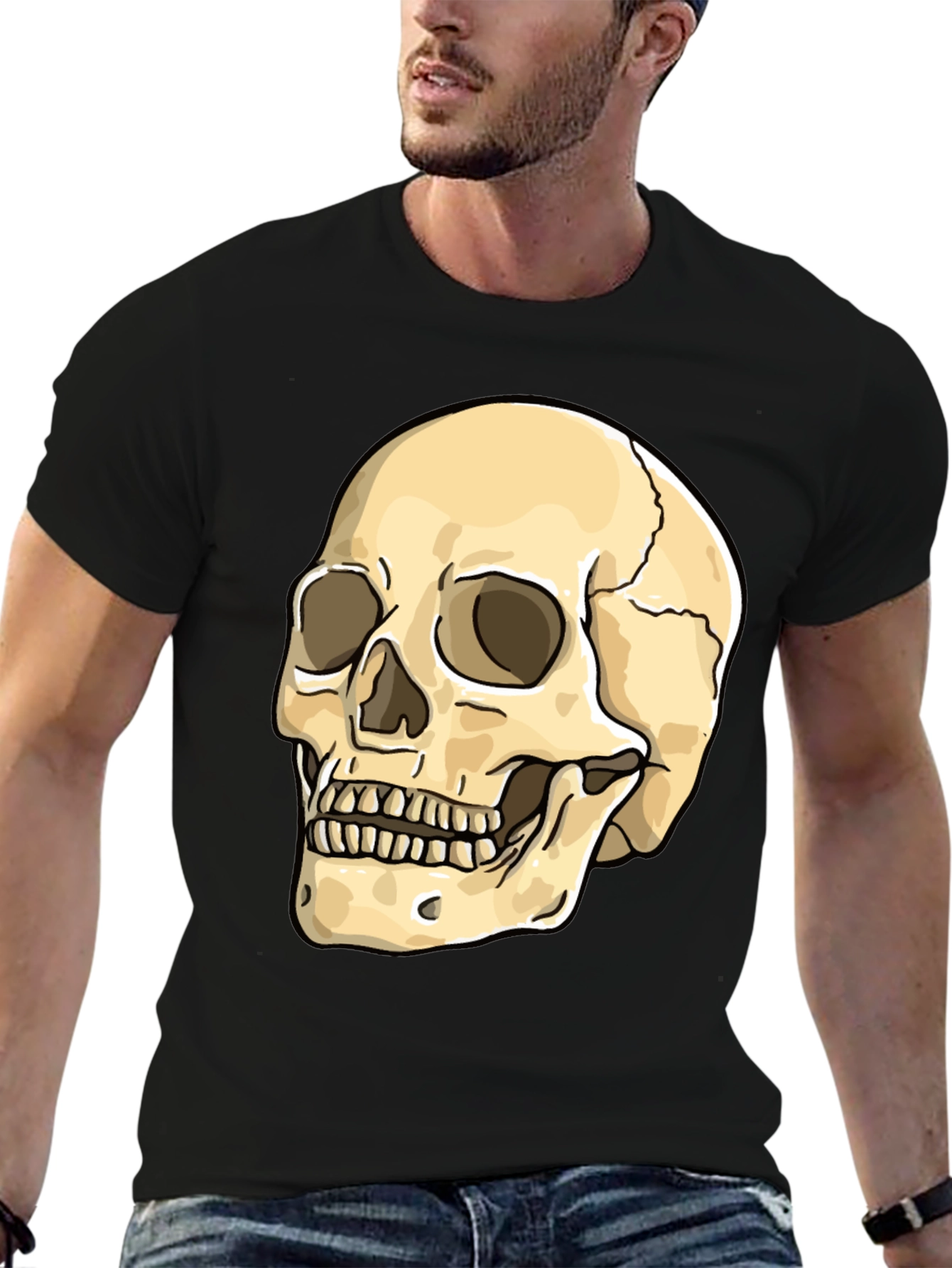 Skull Graphic Print Crew Neck T-Shirt
