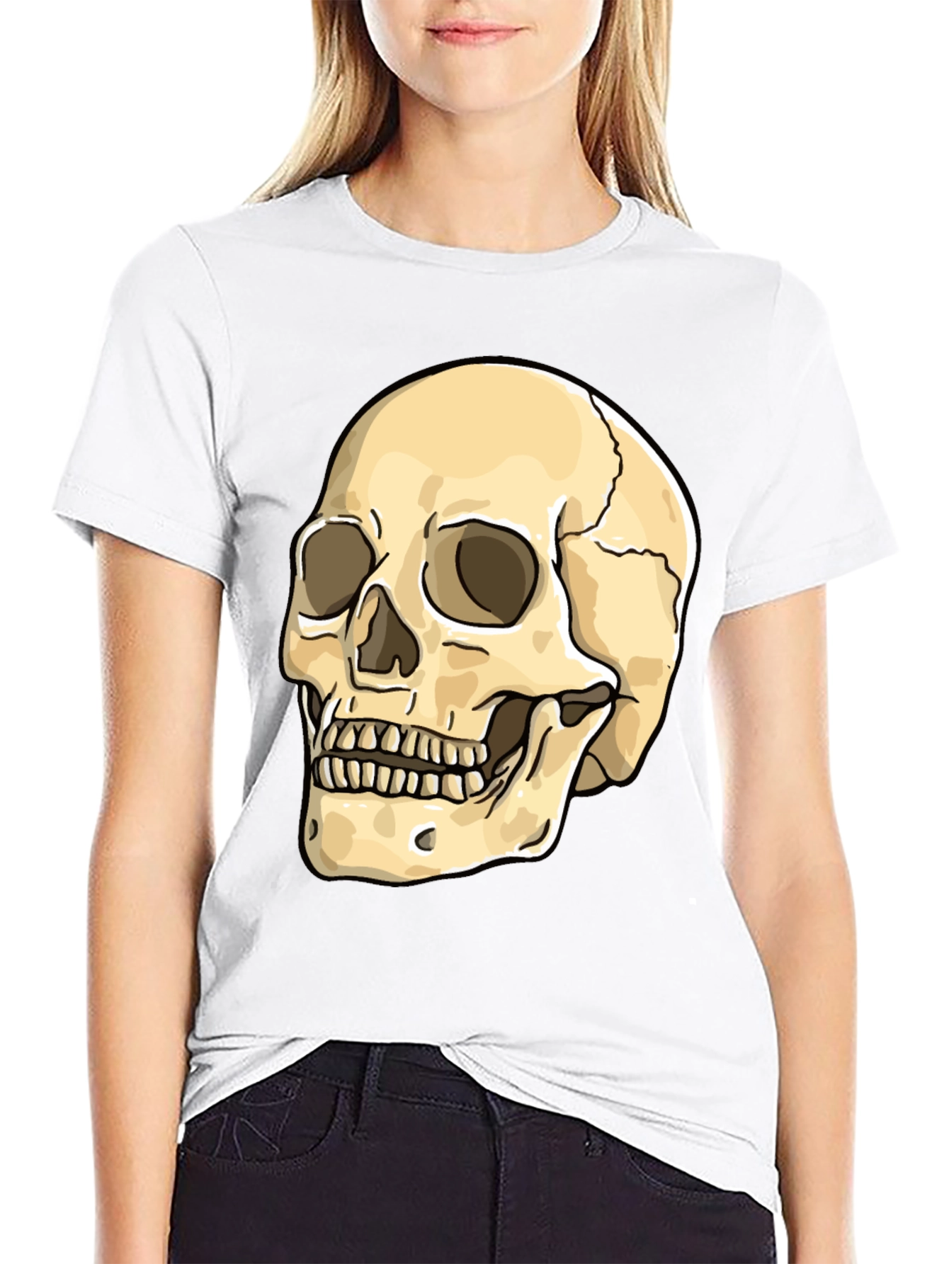 Skull Graphic Print Crew Neck T-Shirt