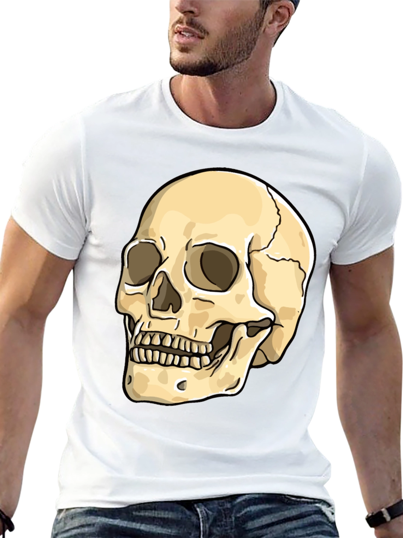 Skull Graphic Print Crew Neck T-Shirt