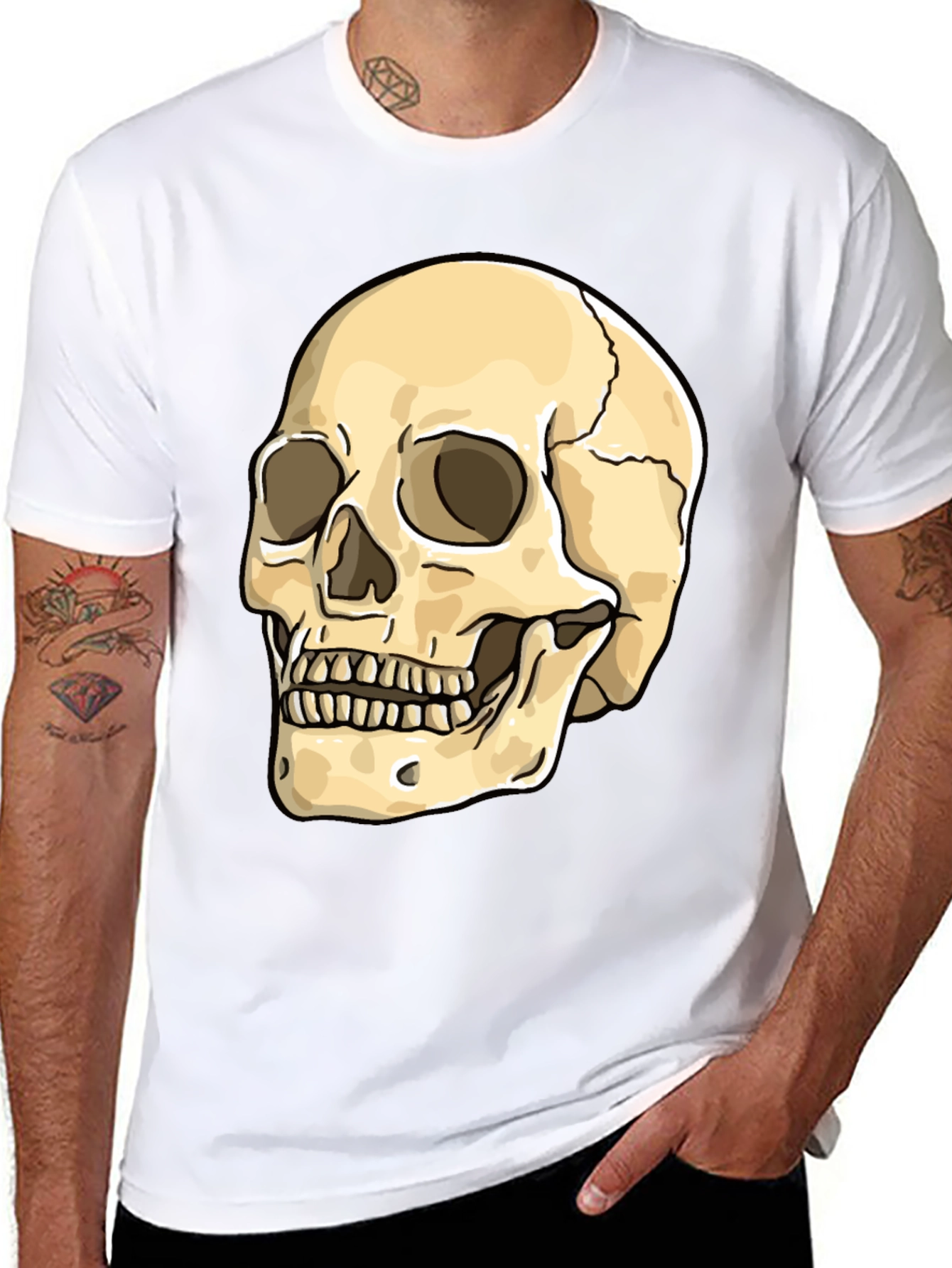 Skull Graphic Print Crew Neck T-Shirt