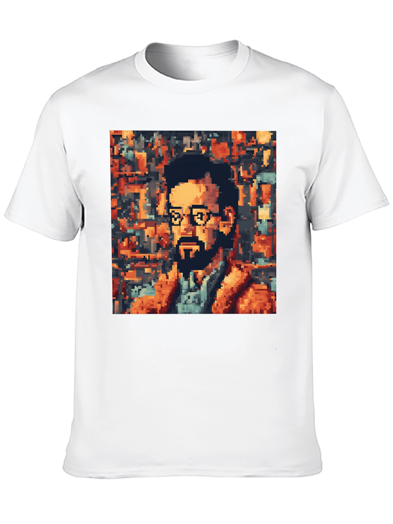 Pixel Art Portrait Graphic Tee - Retro Style