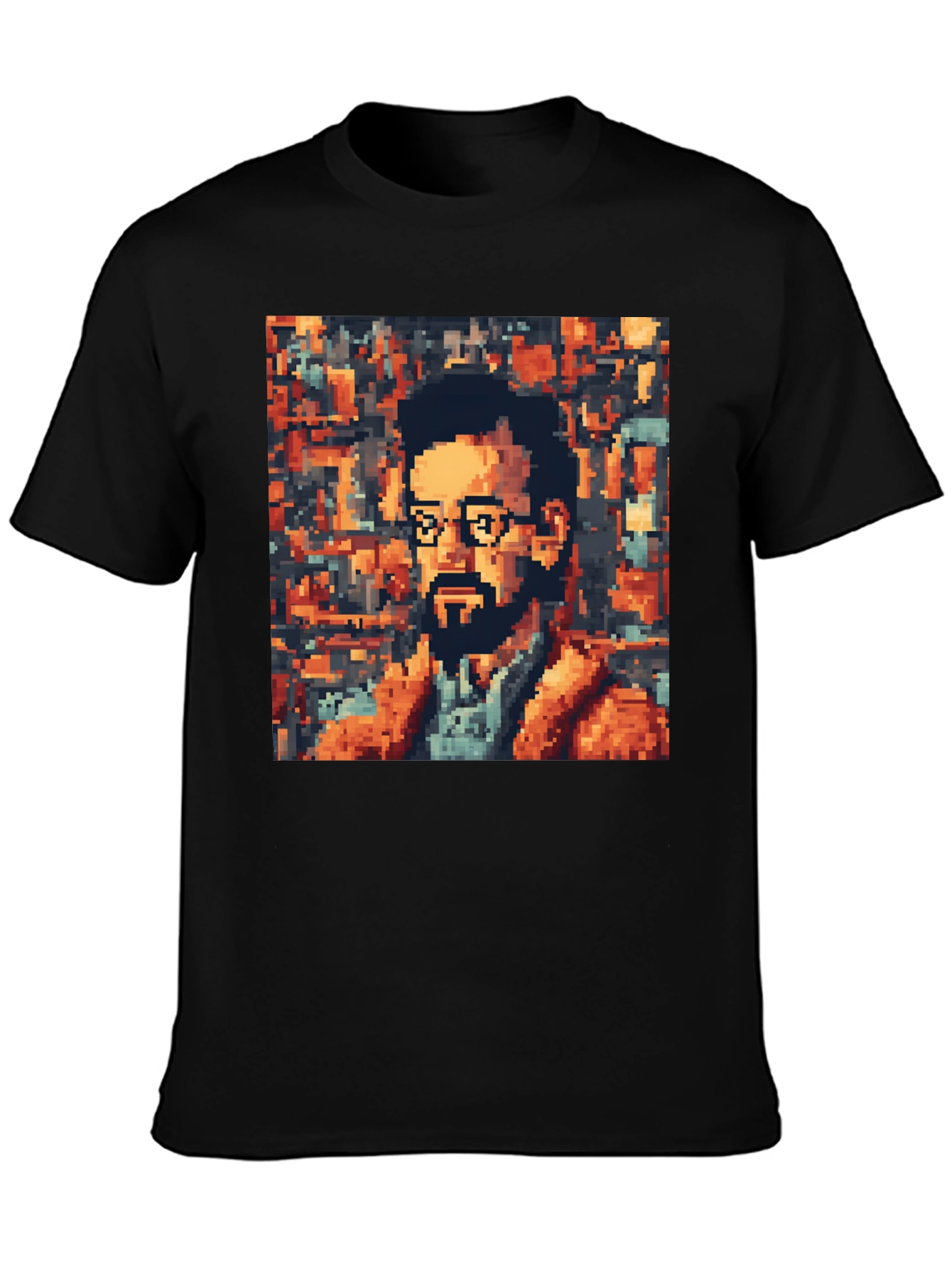 Pixel Art Portrait Graphic Tee - Retro Style