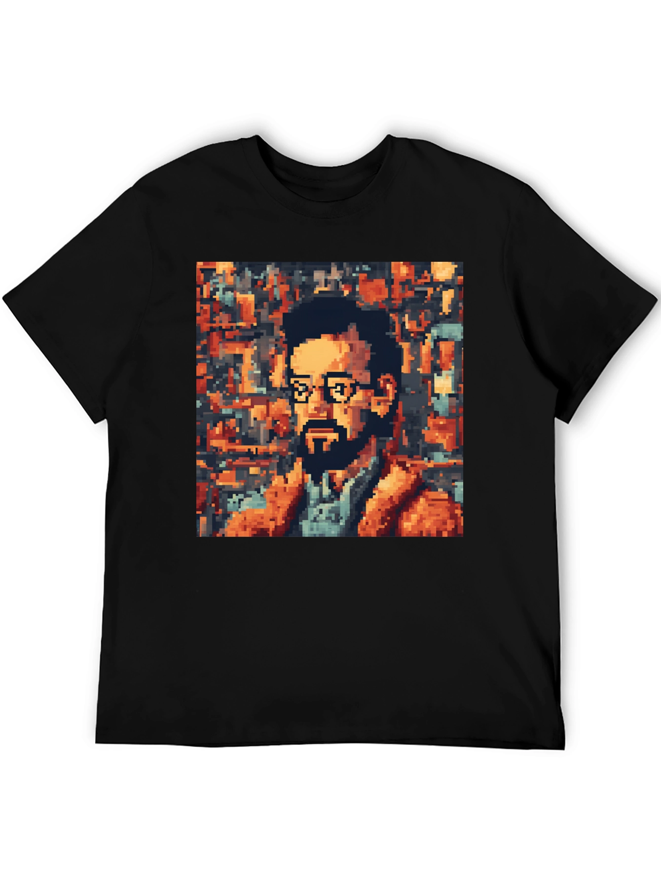 Pixel Art Portrait Graphic Tee - Retro Style