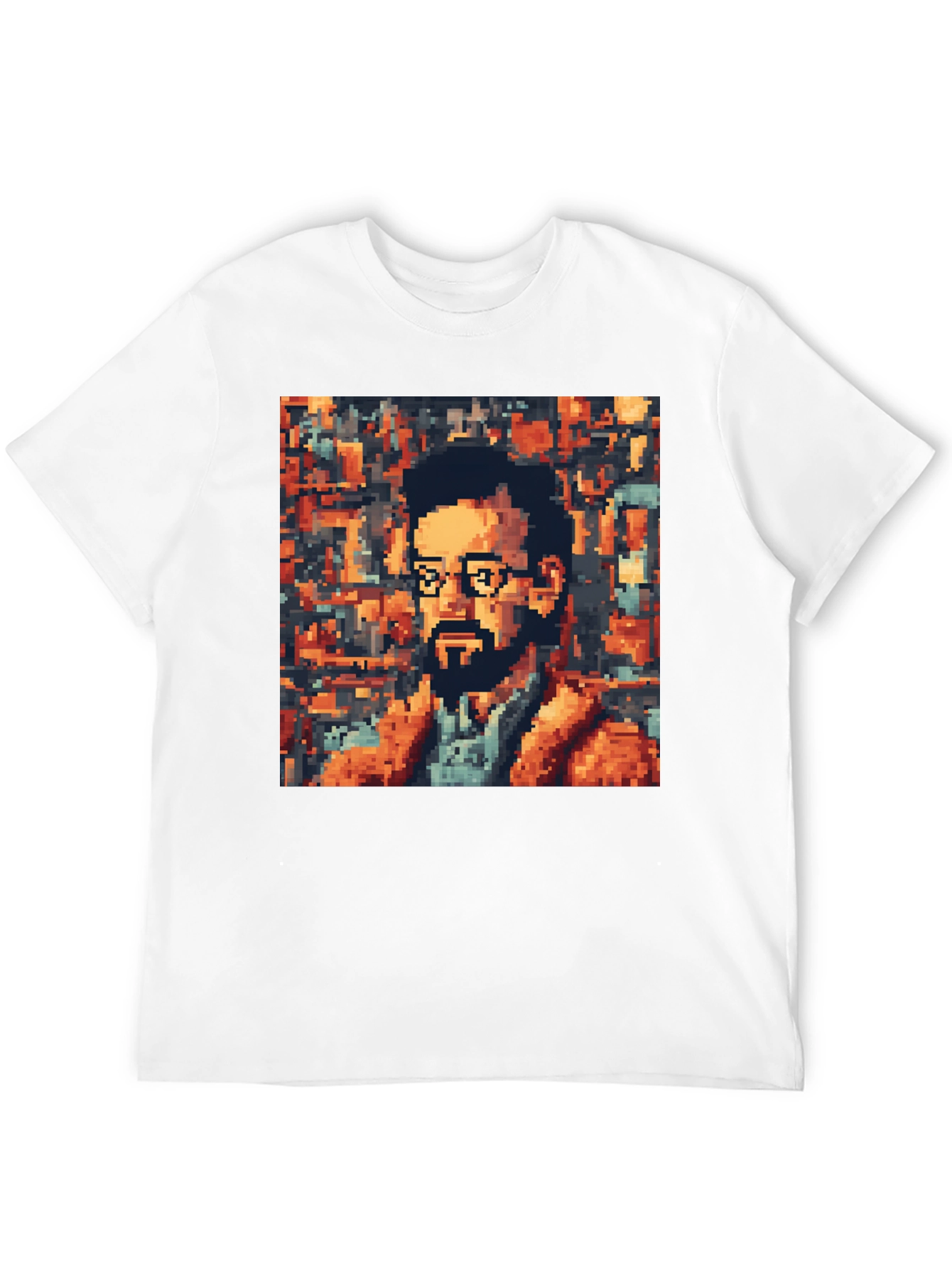 Pixel Art Portrait Graphic Tee - Retro Style