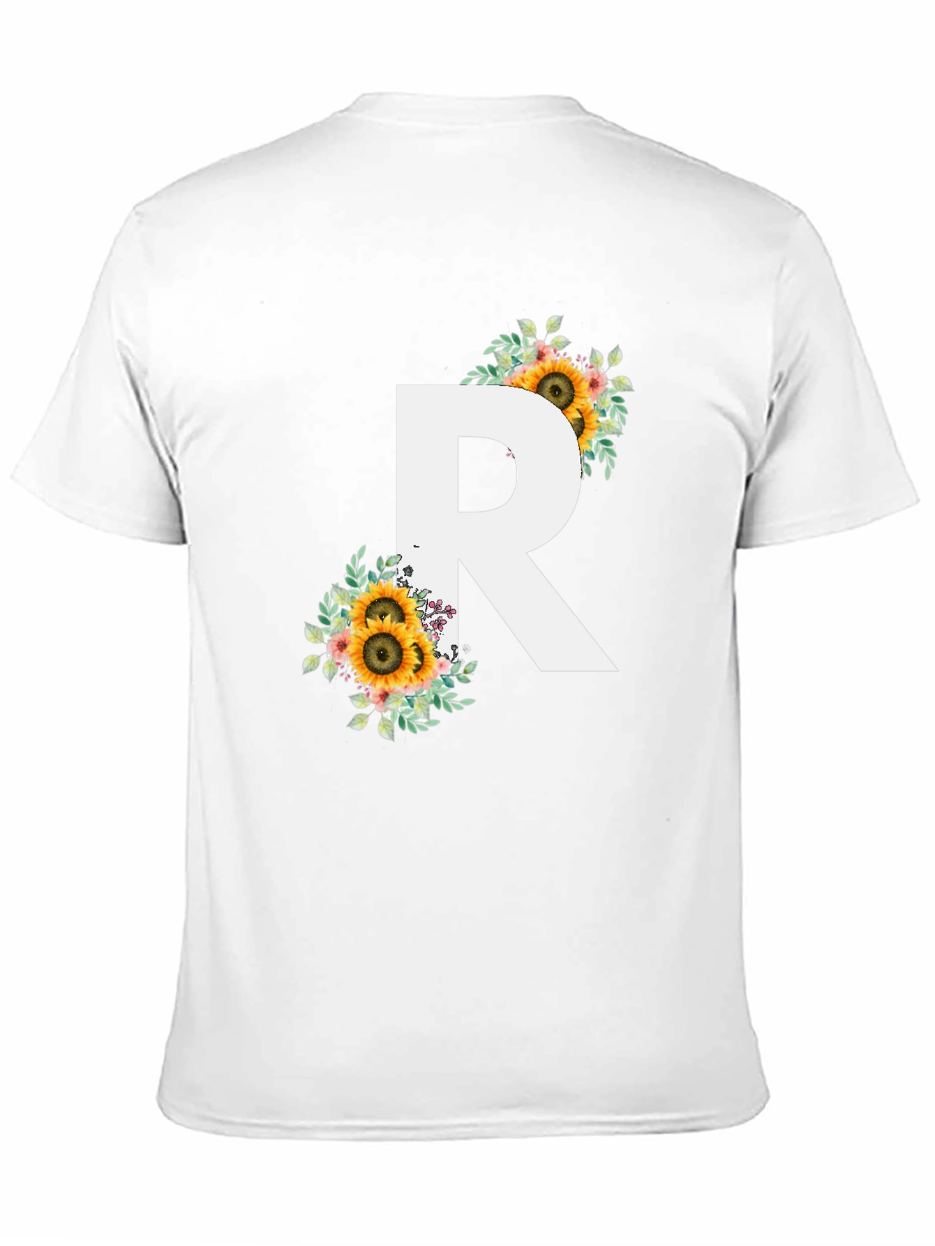Floral Initial R Black T-Shirt