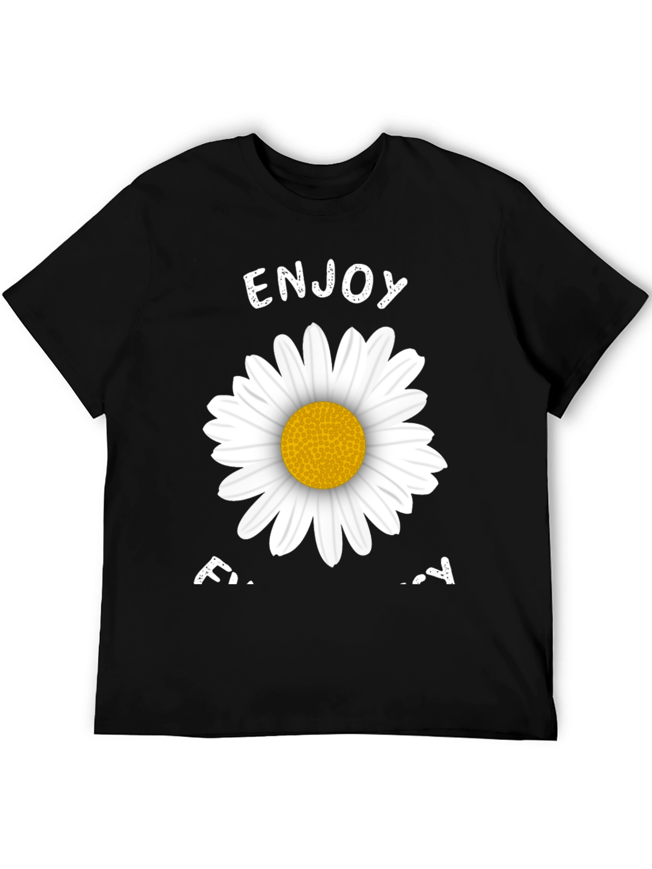 Enjoy Today Daisy Graphic Tee - Black Casual T-Shirt