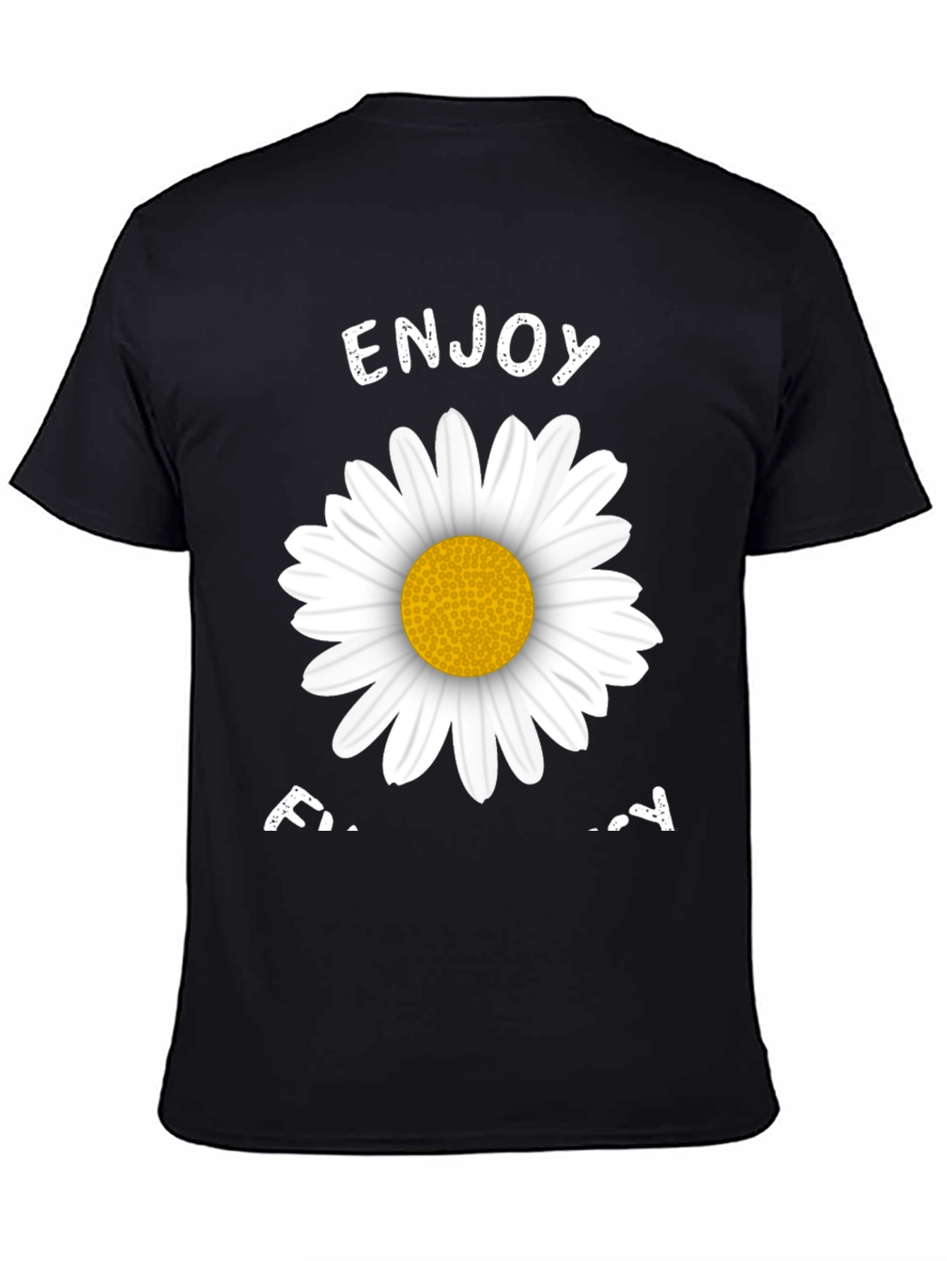 Enjoy Today Daisy Graphic Tee - Black Casual T-Shirt