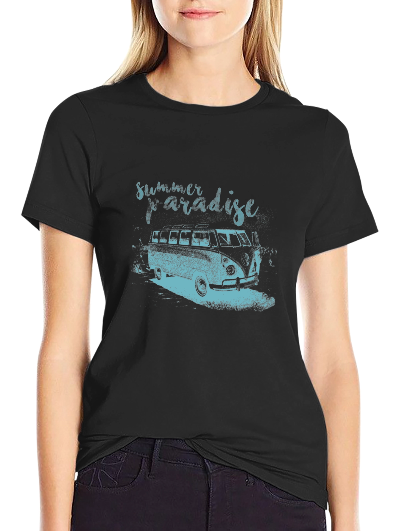 Summer Paradise Graphic Tee - Black
