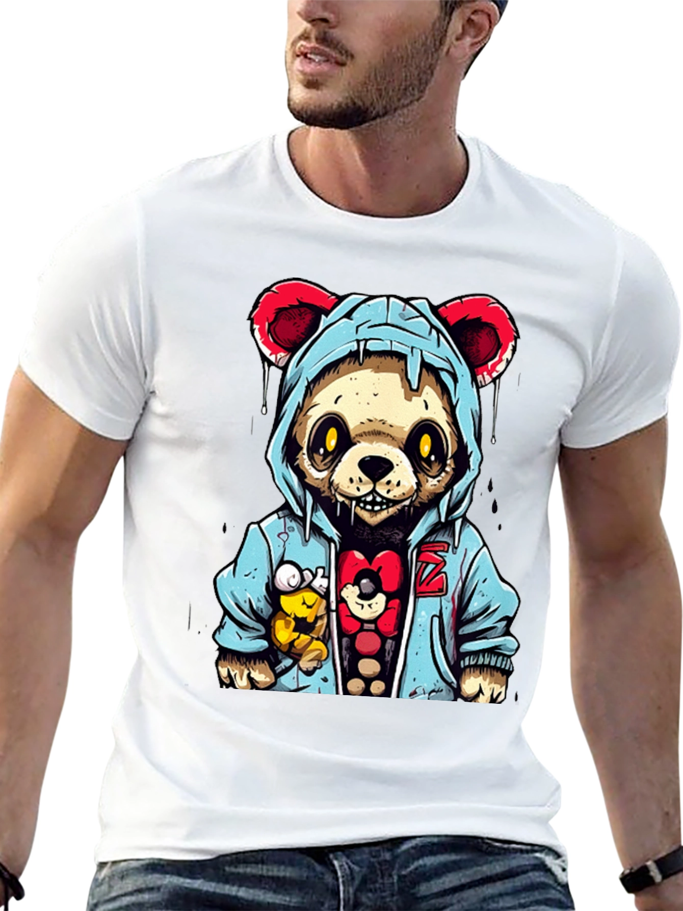 Urban Zombie Teddy Bear Graphic T-Shirt