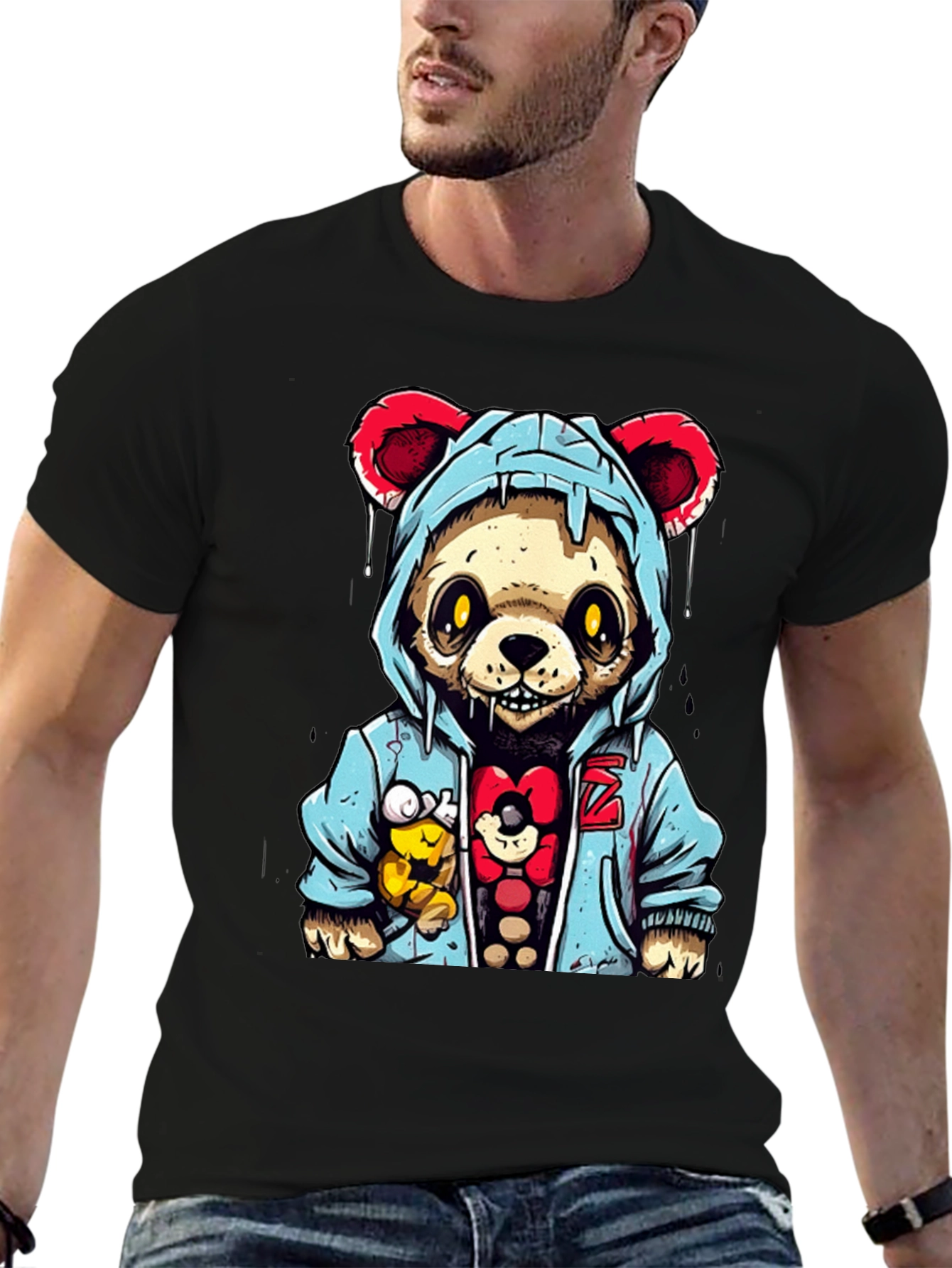Urban Zombie Teddy Bear Graphic T-Shirt