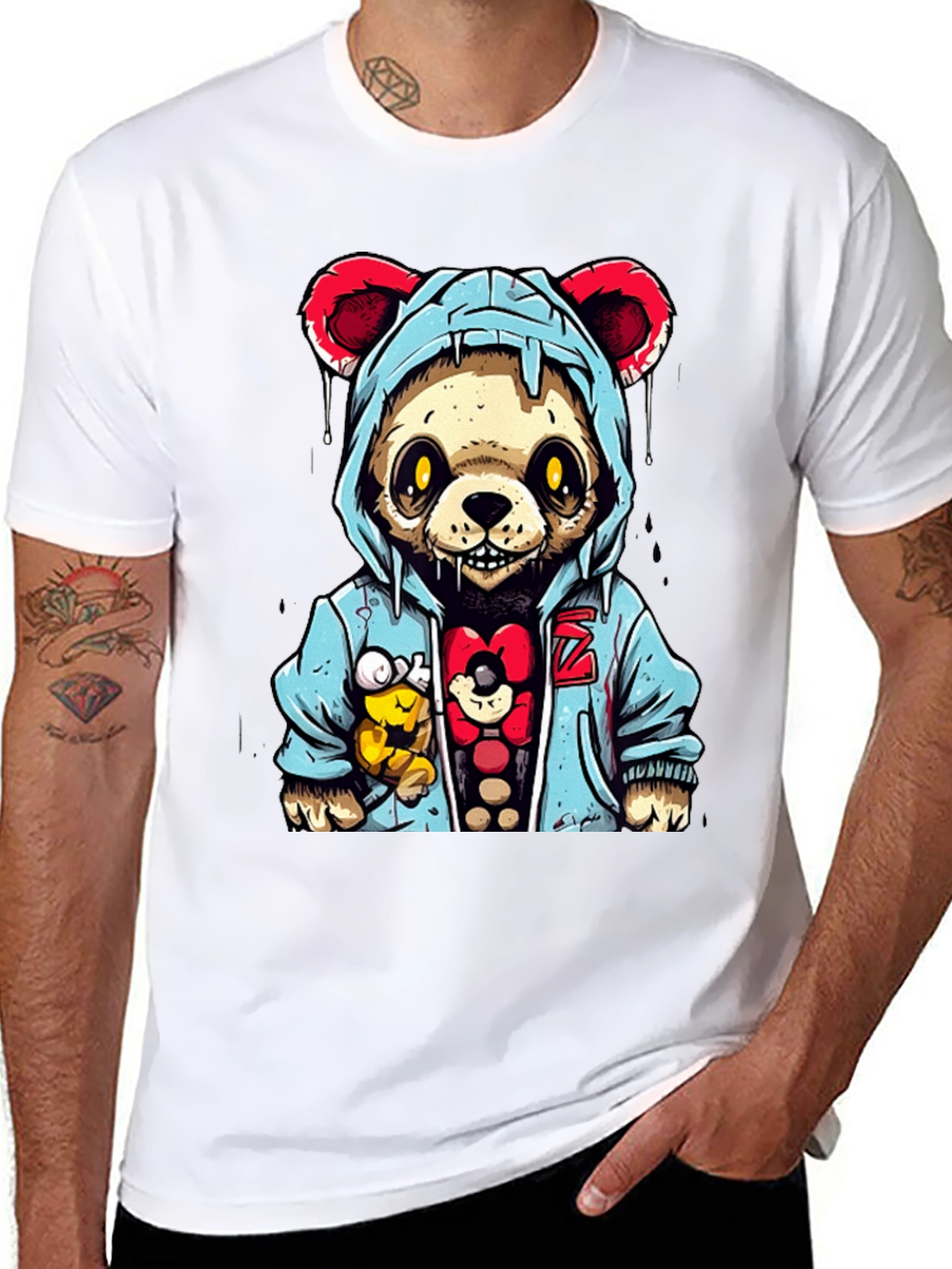Urban Zombie Teddy Bear Graphic T-Shirt