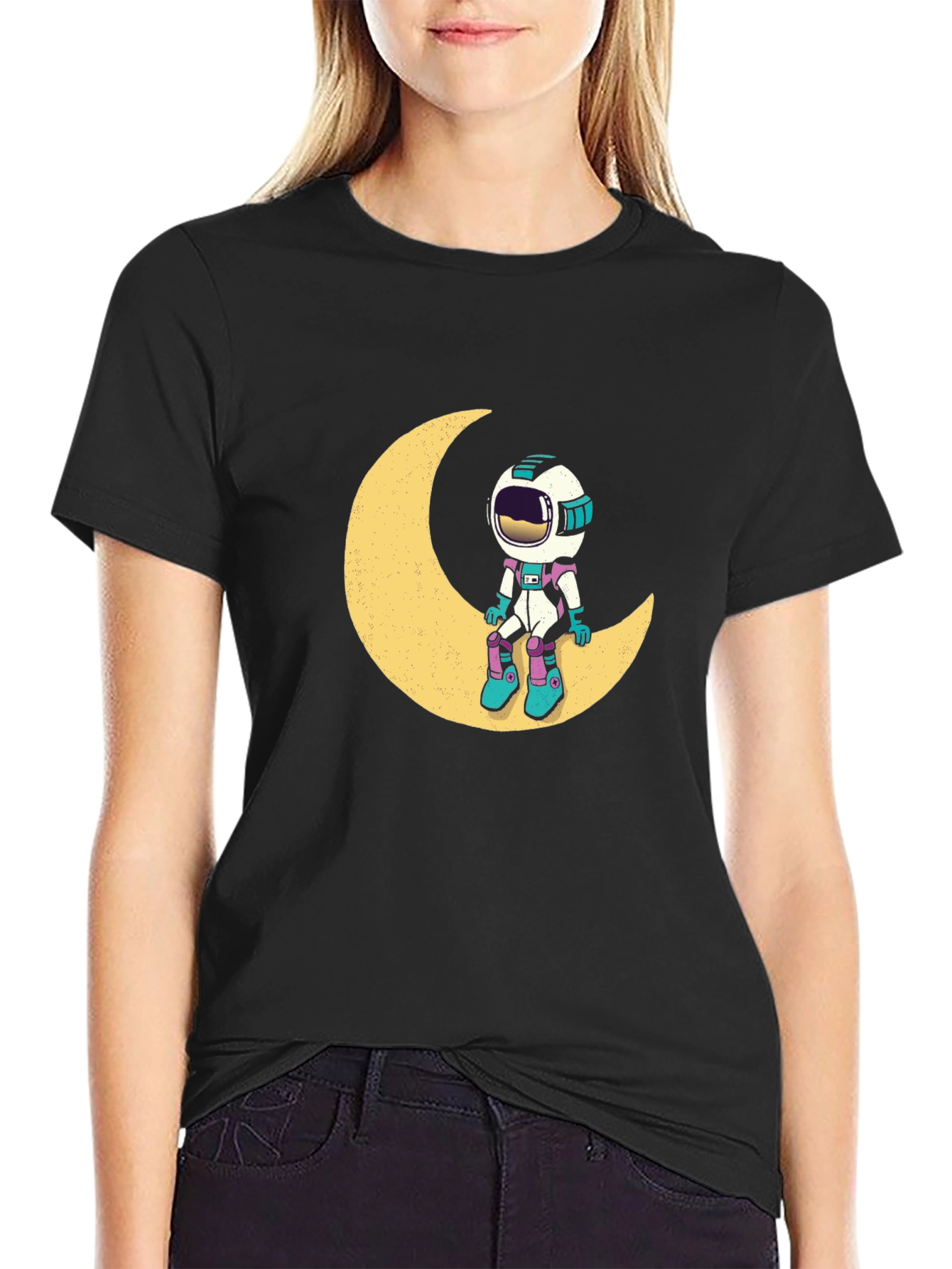 Astronaut Moon Black T-Shirt